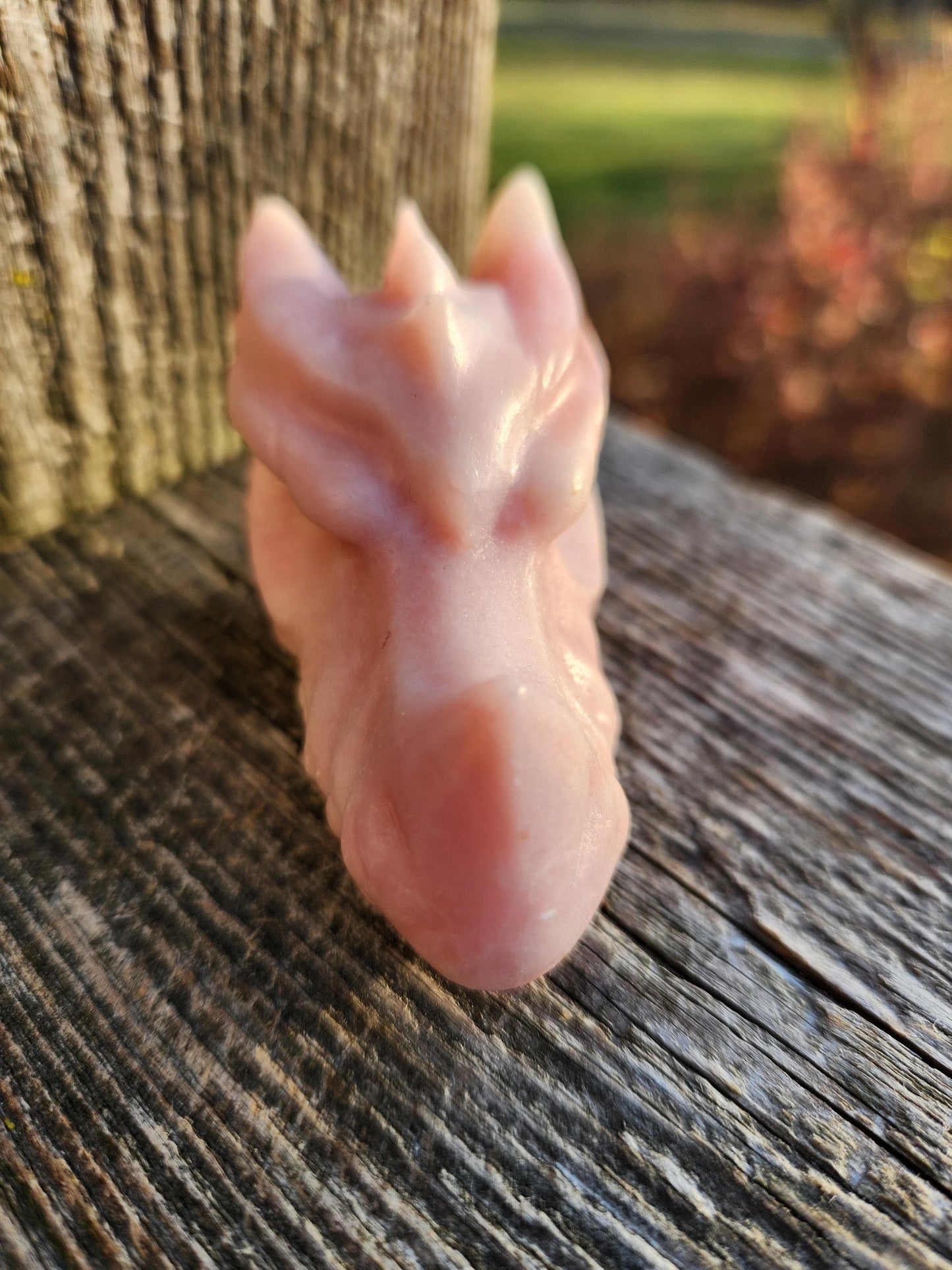Pink Opal Carved Dragon Head, DnD
