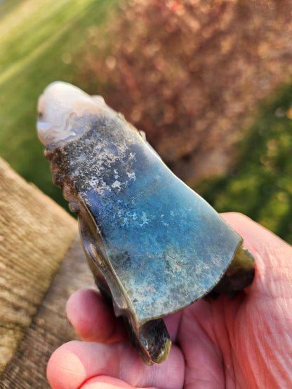 Juicy AAA Natural Moss Agate Crystal Carved Dragon Head ,DND