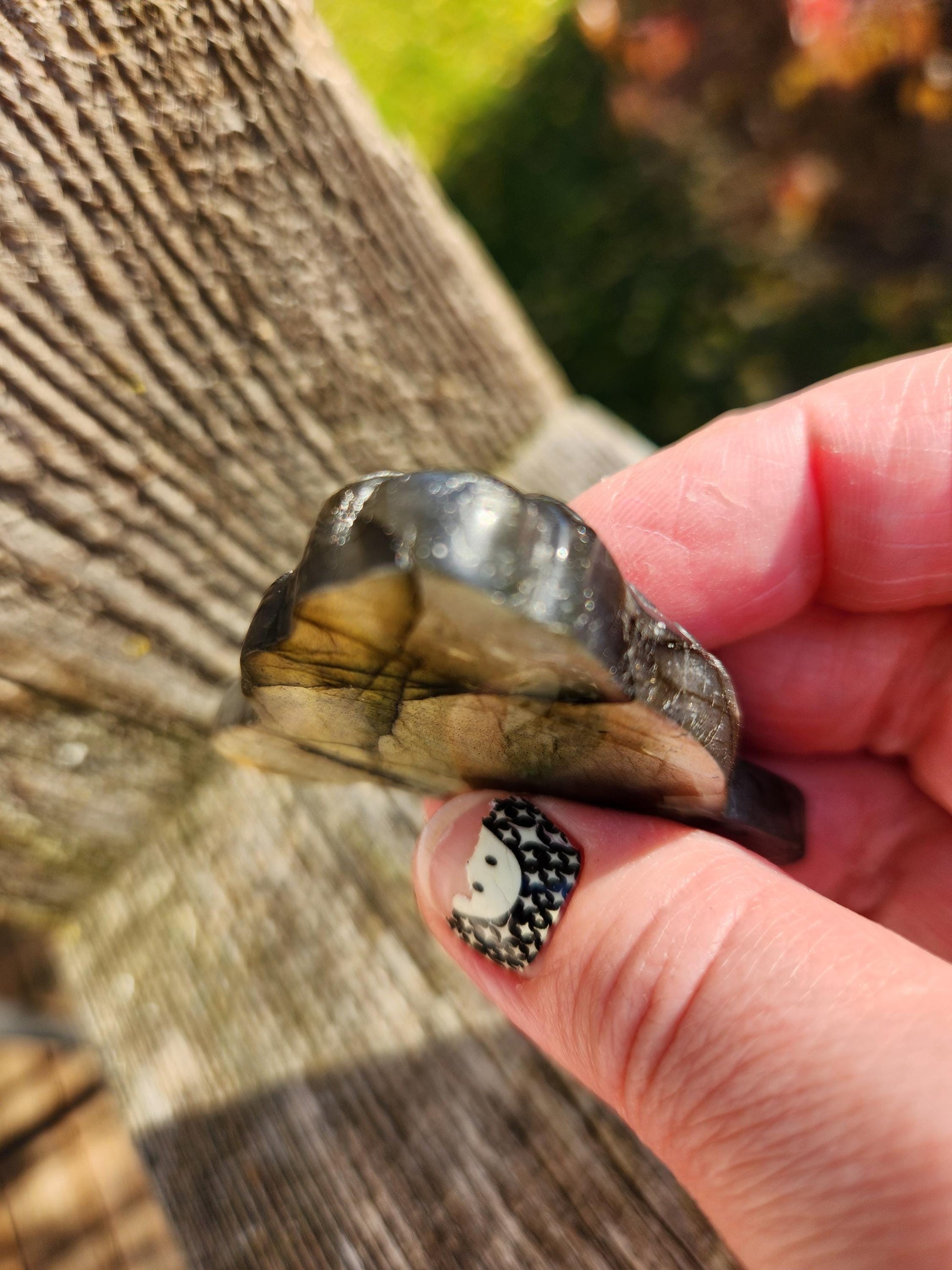 Very Unique Labradorite Leopard Head Carved Crystal with flash, Palm Sized