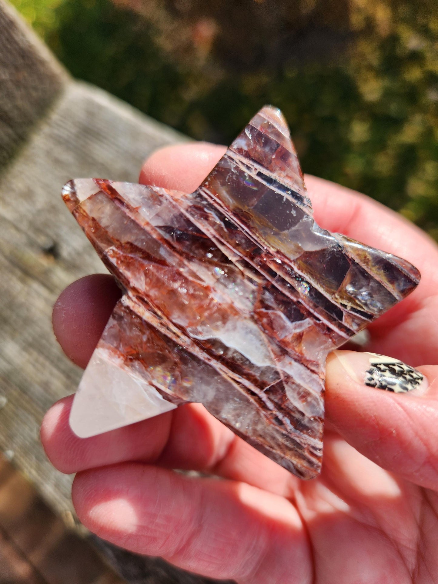 Fire Quartz Crystal Small Star: High Polish