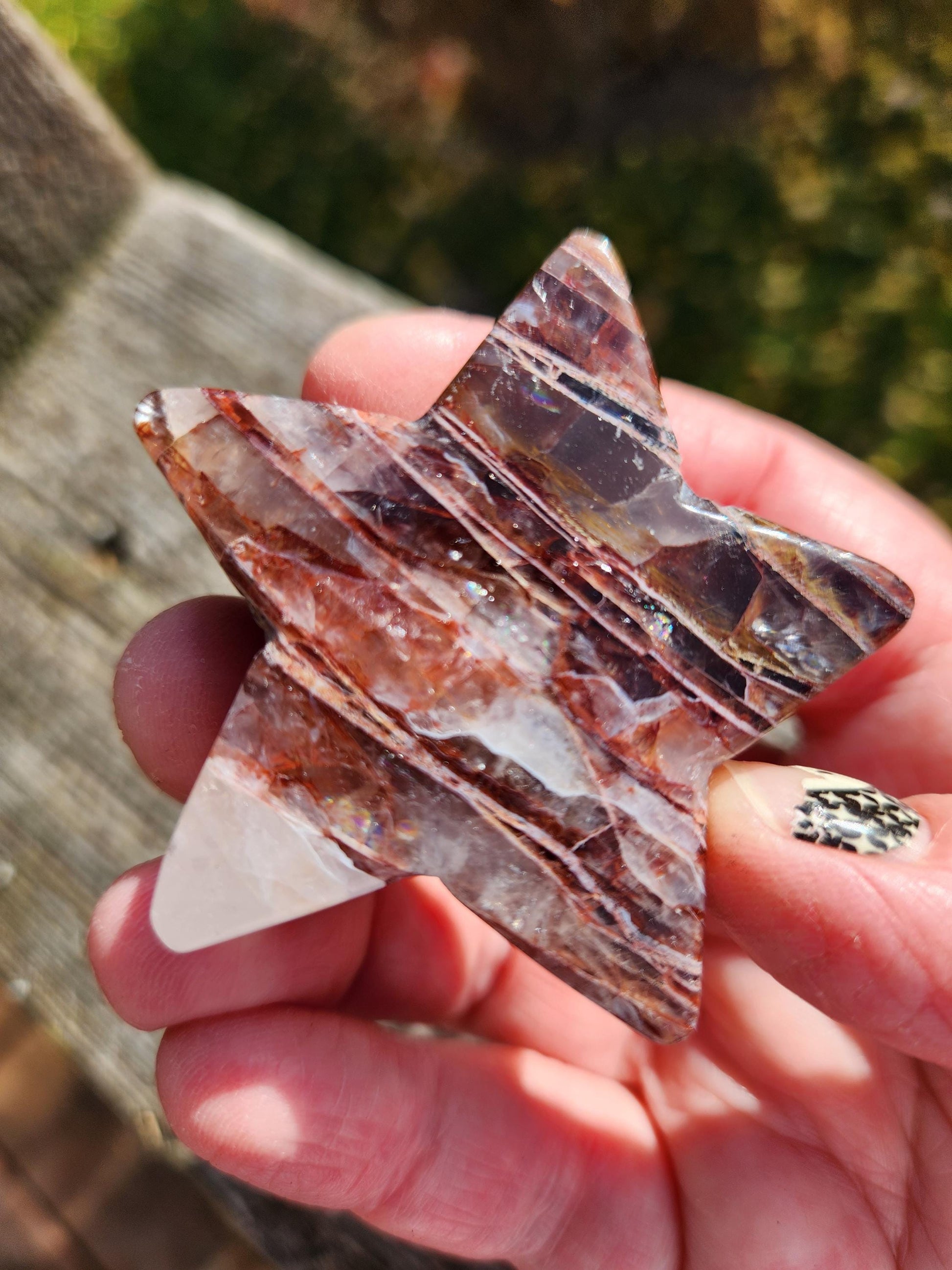 Fire Quartz Crystal Small Star: High Polish