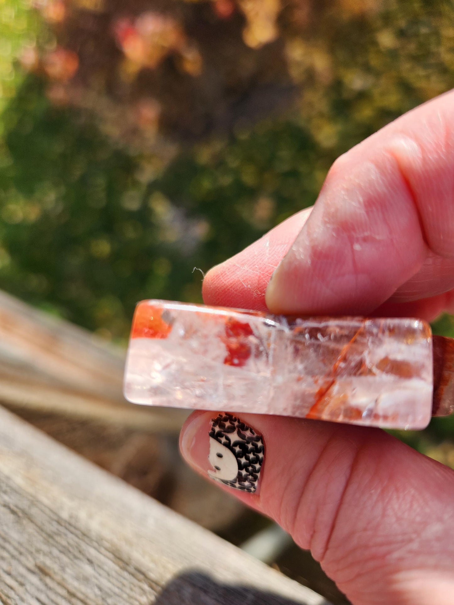 Fire Quartz Crystal Small Star, High Polish Pocket Stone