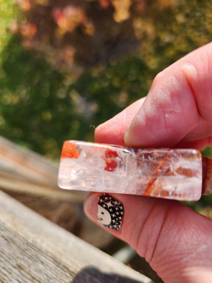 Fire Quartz Crystal Small Star, High Polish Pocket Stone