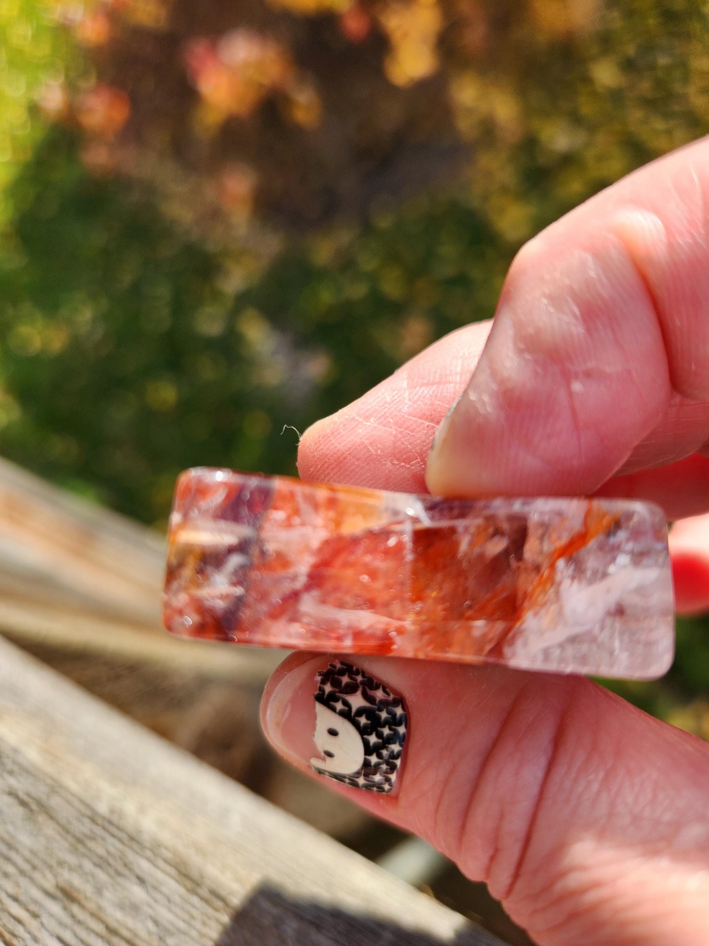 Fire Quartz Crystal Small Star, High Polish Pocket Stone