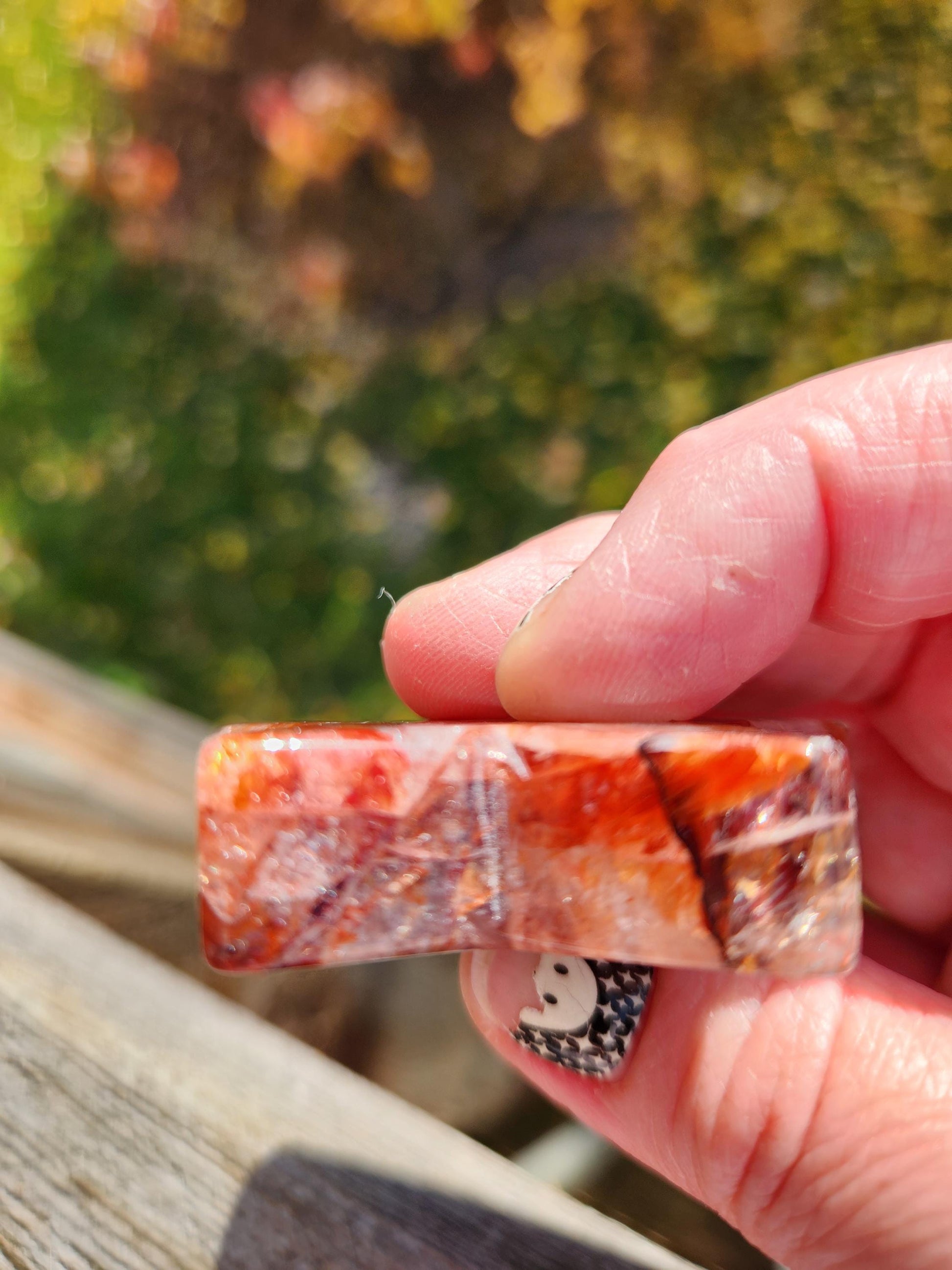 Fire Quartz Crystal Small Star, High Polish Pocket Stone