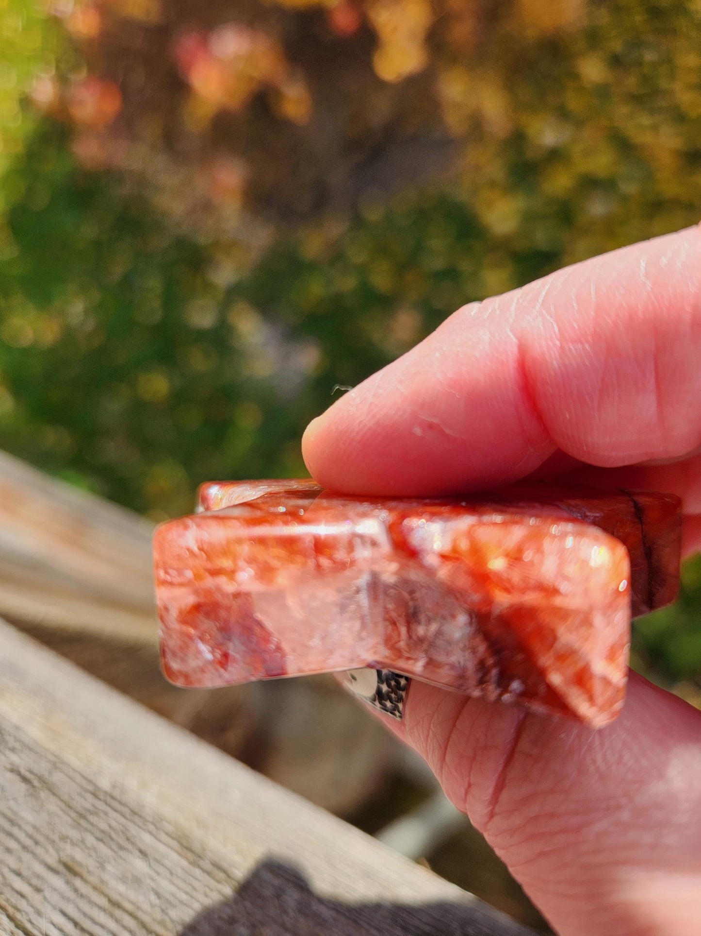 Fire Quartz Crystal Small Star, High Polish Pocket Stone