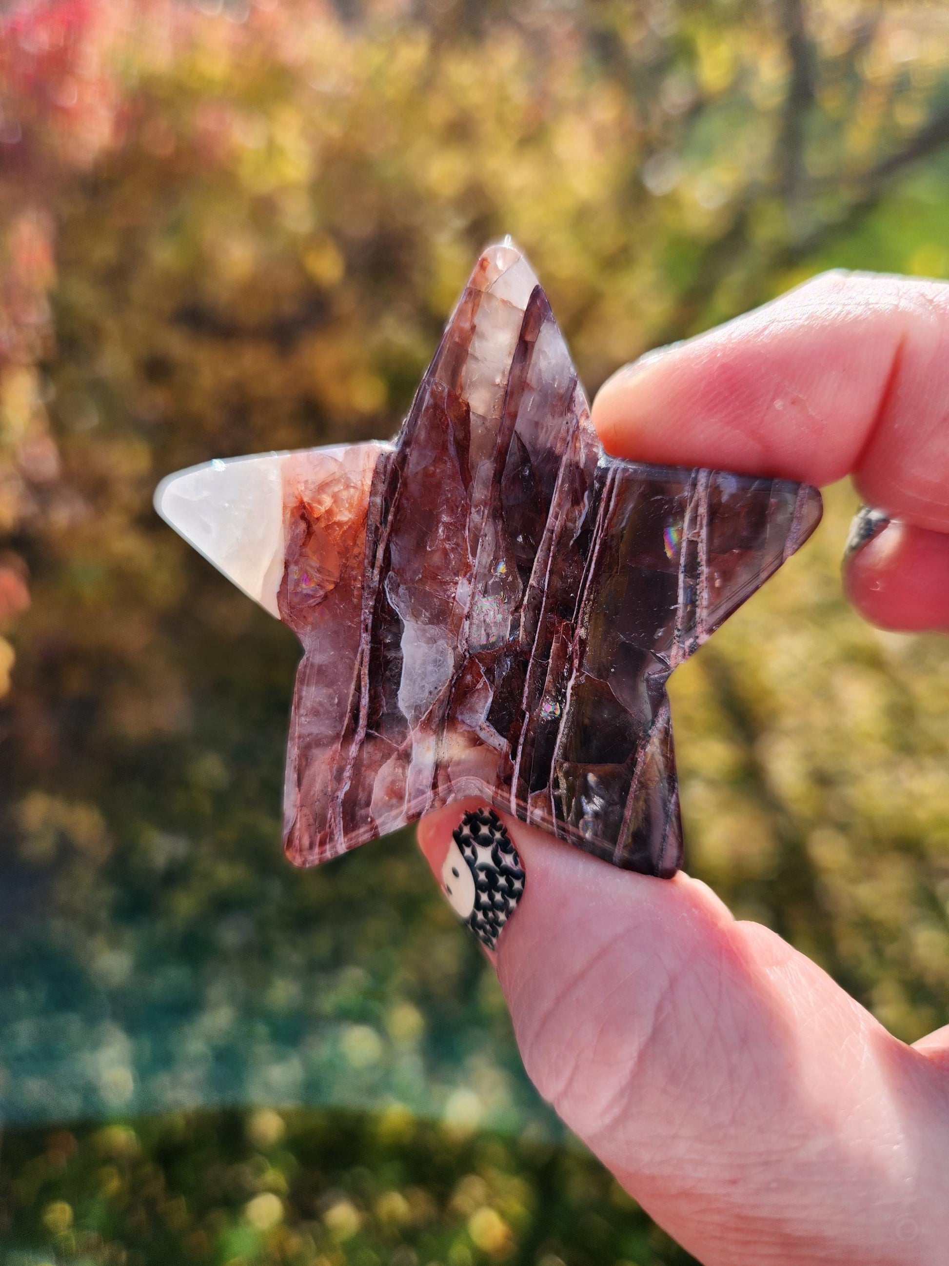 Fire Quartz Crystal Small Star: High Polish