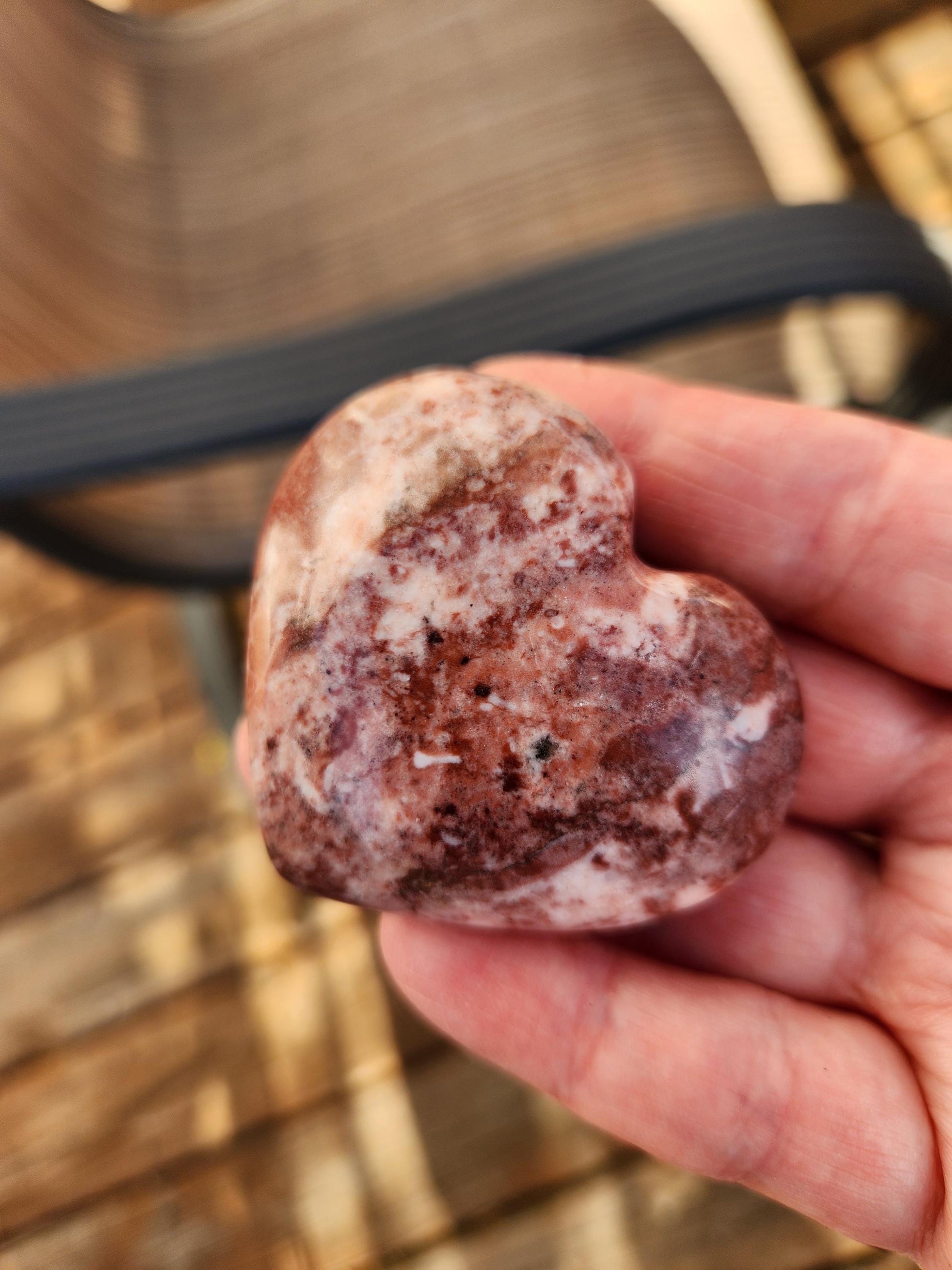 Strawberry Onyx Crystal Heart with Druzy - High Polish AAA Grade