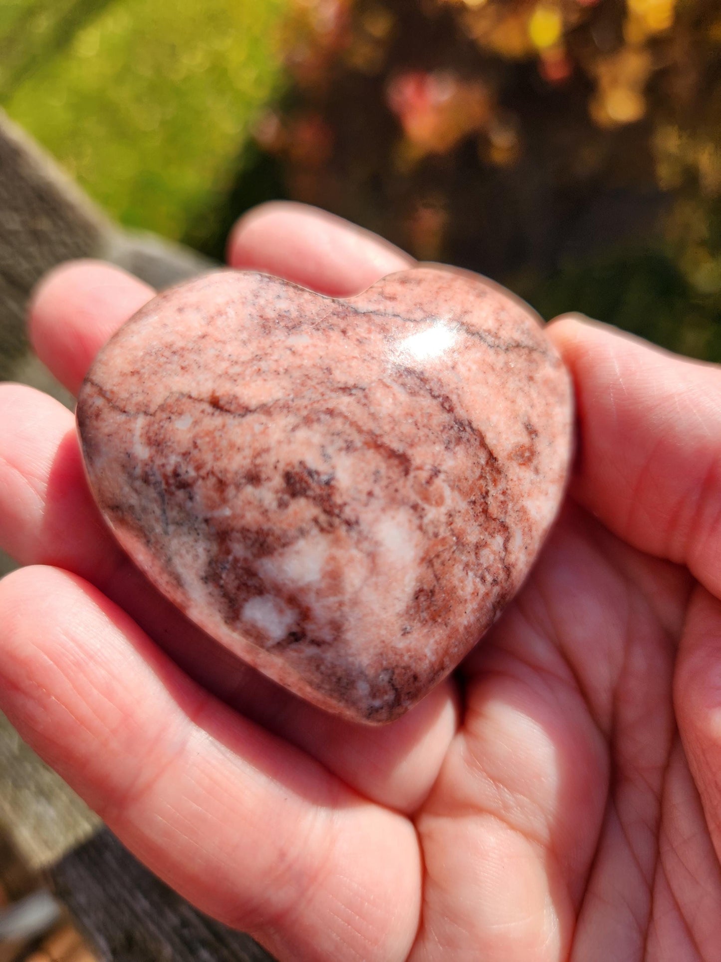 AAA Strawberry Onyx Crystal Heart, Buttery Polish