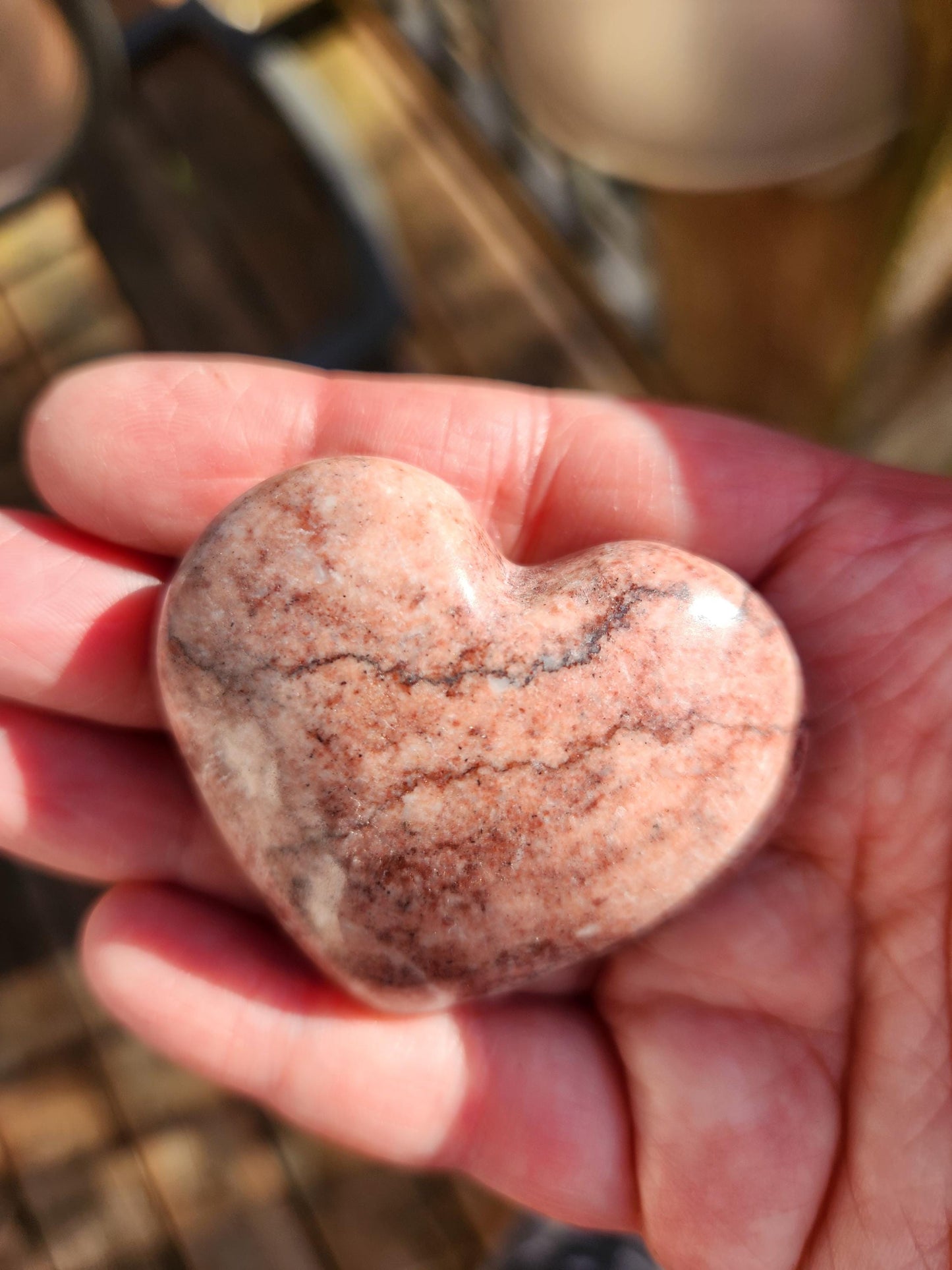 AAA Strawberry Onyx Crystal Heart, Buttery Polish