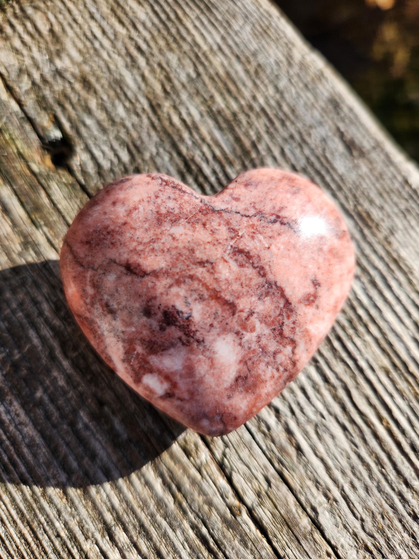 AAA Strawberry Onyx Crystal Heart, Buttery Polish