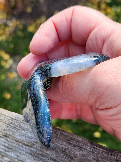 Moss Agate Carved Crystal Butterfly Self-Standing