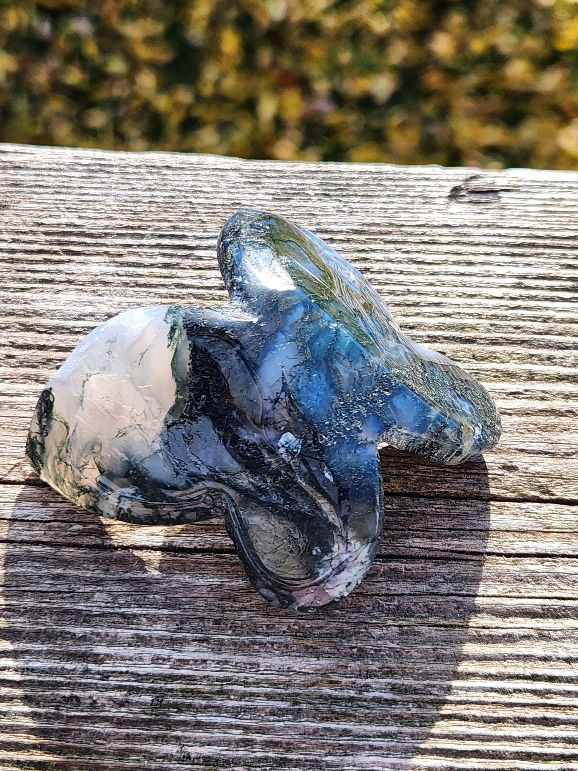 Moss Agate Carved Crystal Butterfly Self-Standing