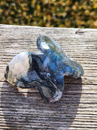 Moss Agate Carved Crystal Butterfly Self-Standing