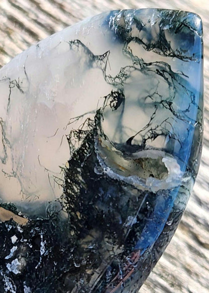 Moss Agate Carved Crystal Butterfly Self-Standing