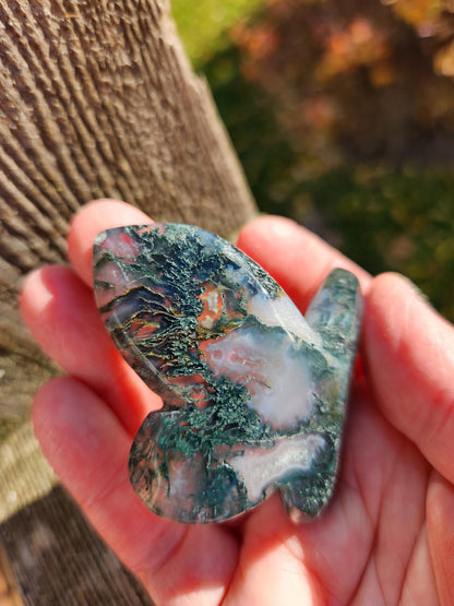 Moss Agate Carved Crystal Butterfly Self-Standing