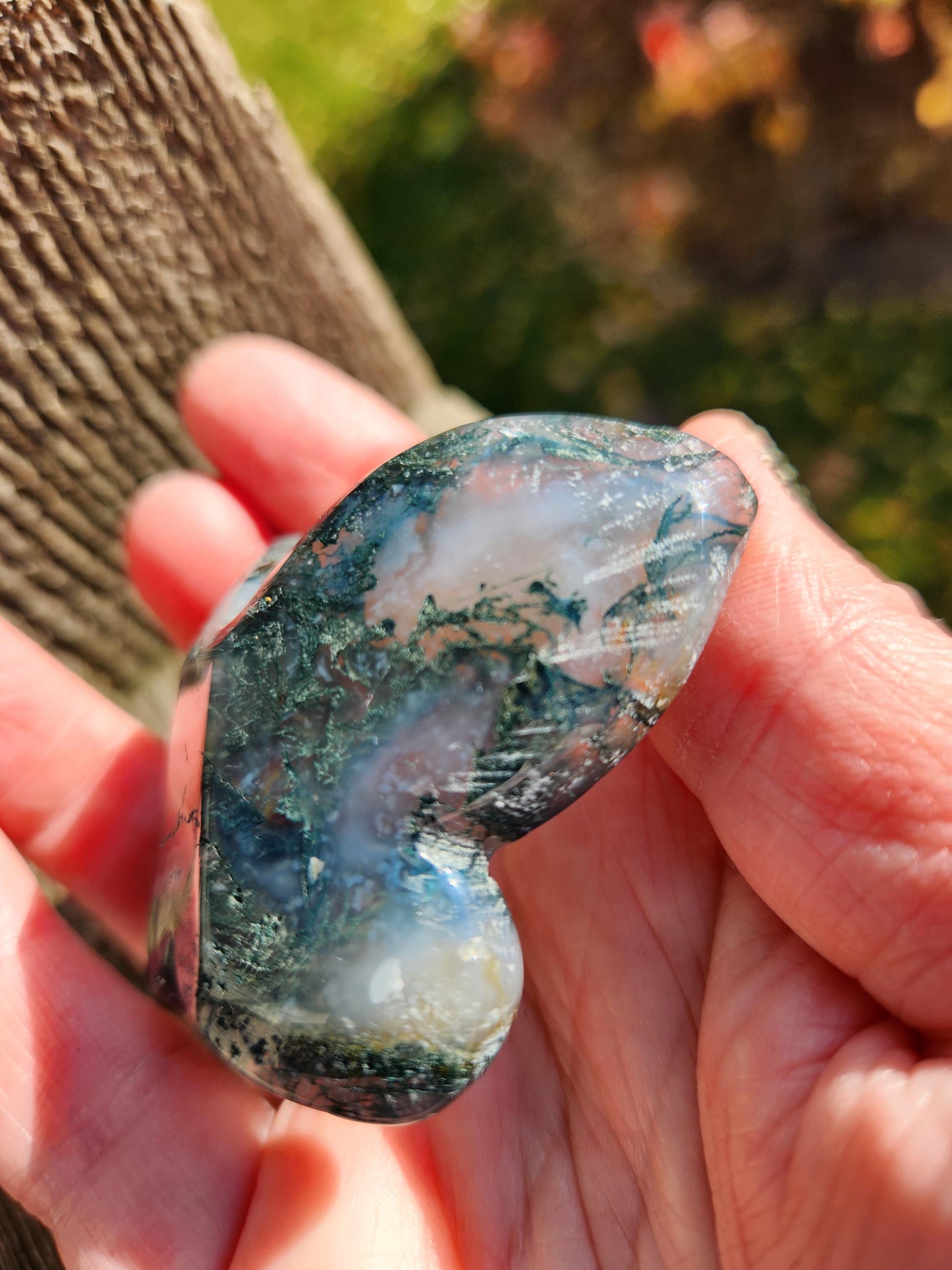 Moss Agate Carved Crystal Butterfly Self-Standing