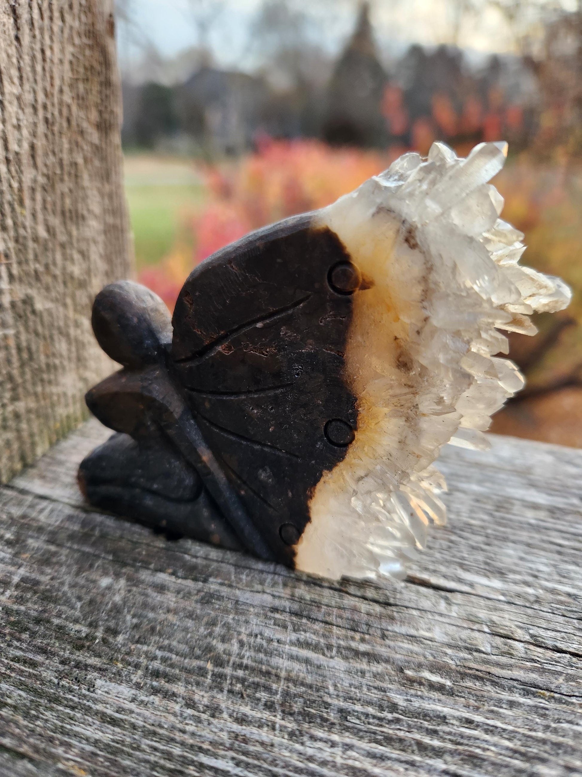 Super Unique Clear Quartz with Matrix Angel Or Fairy Carving Natural Stone Crystal