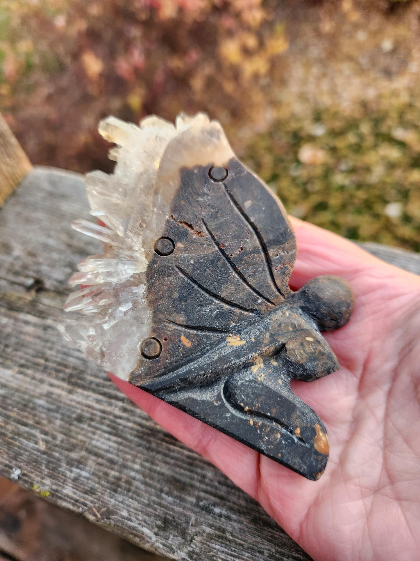 Super Unique Clear Quartz with Matrix Angel Or Fairy Carving Natural Stone Crystal