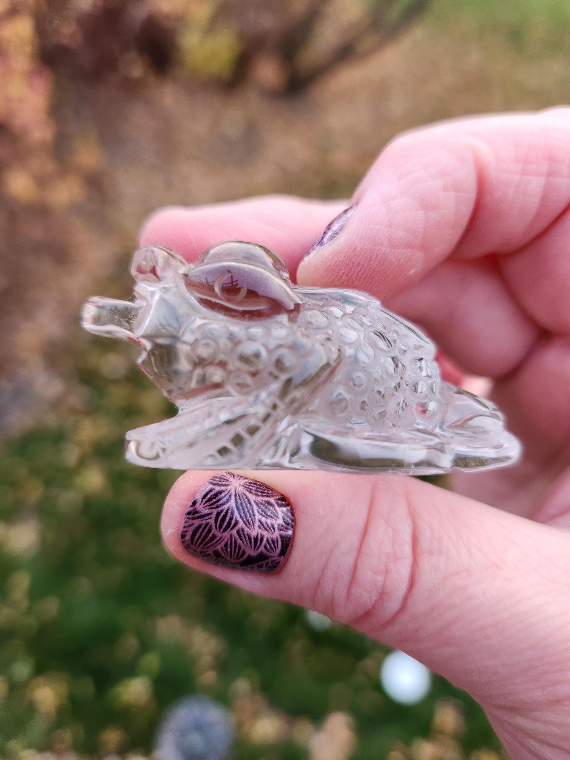 Slight Smoky Quartz Money Toad: AAA Crystal Carving