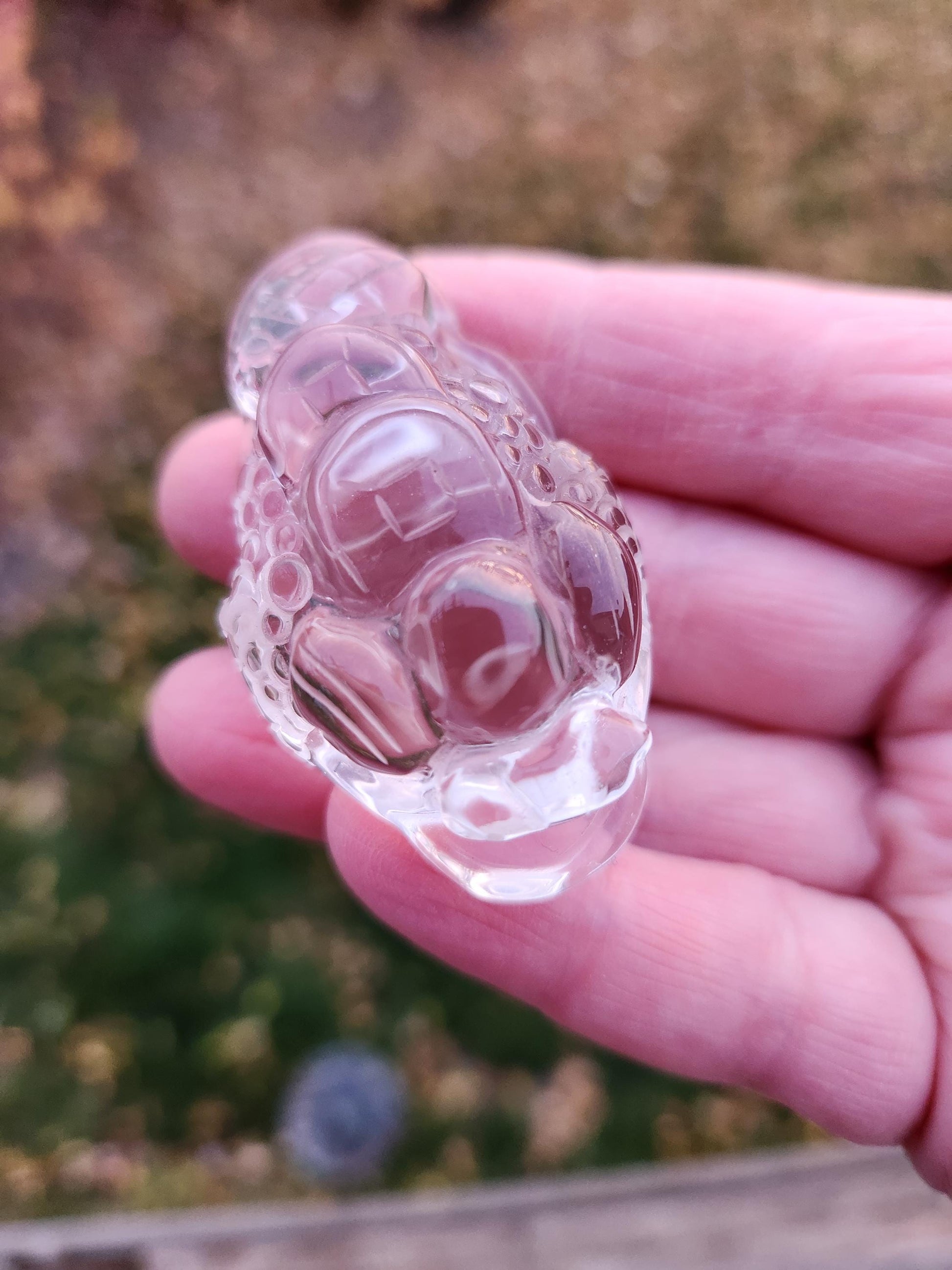 Slight Smoky Quartz Money Toad: AAA Crystal Carving