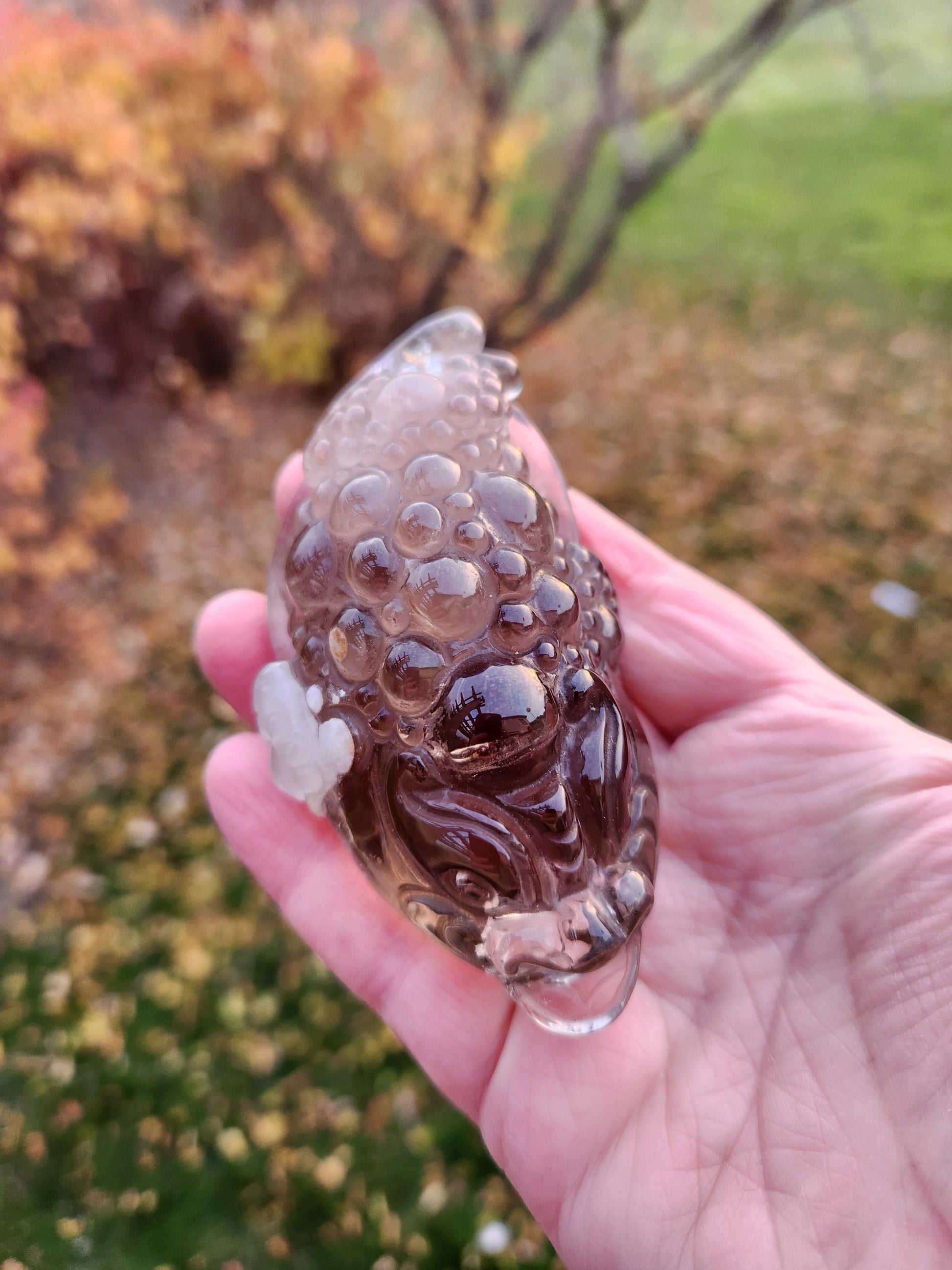 Smoky Quartz Money Toad: AAA Crystal Carving