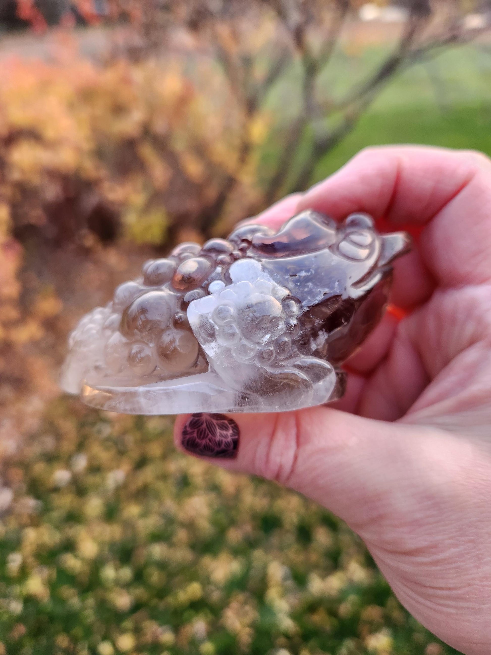 Smoky Quartz Money Toad: AAA Crystal Carving
