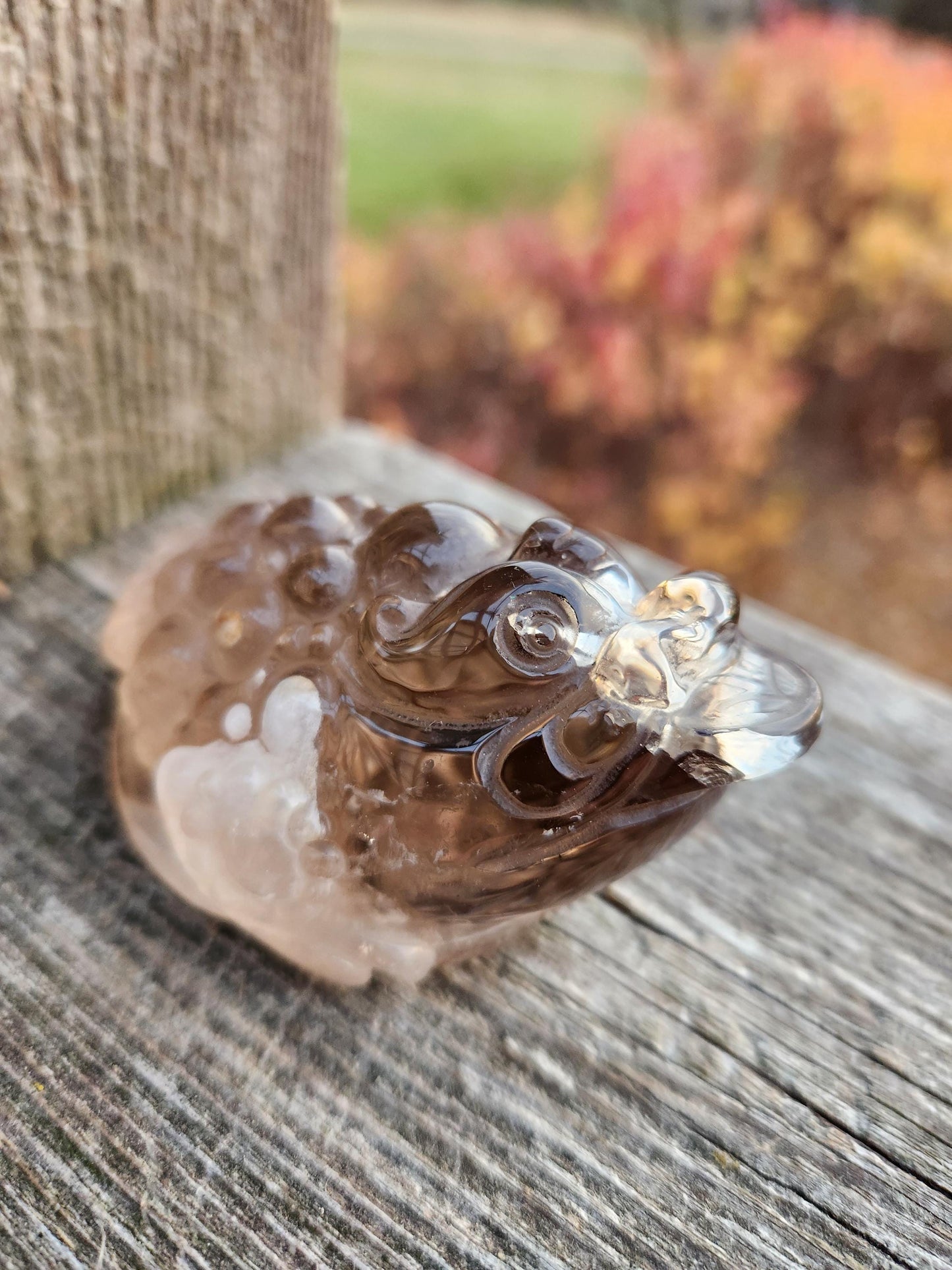 Smoky Quartz Money Toad: AAA Crystal Carving