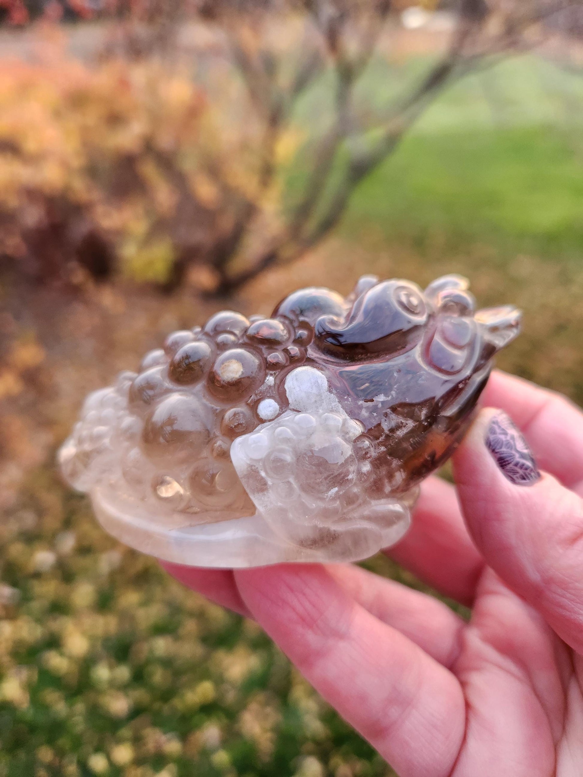 Smoky Quartz Money Toad: AAA Crystal Carving