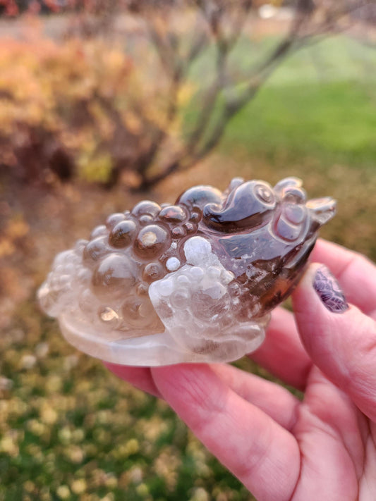 Smoky Quartz Money Toad: AAA Crystal Carving