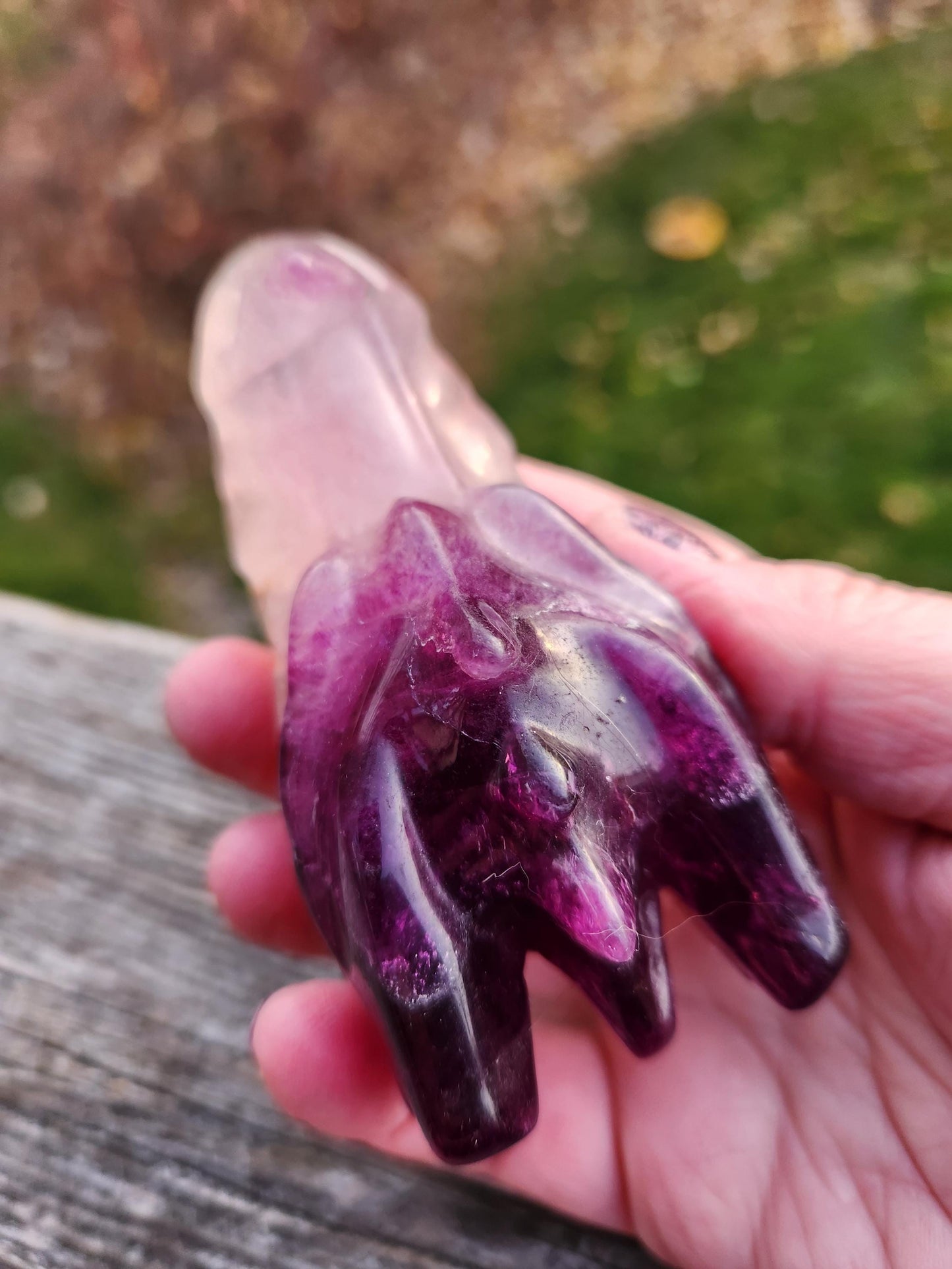 Natural Purple and White Fluorite Crystal Carved Dragon Head, DnD