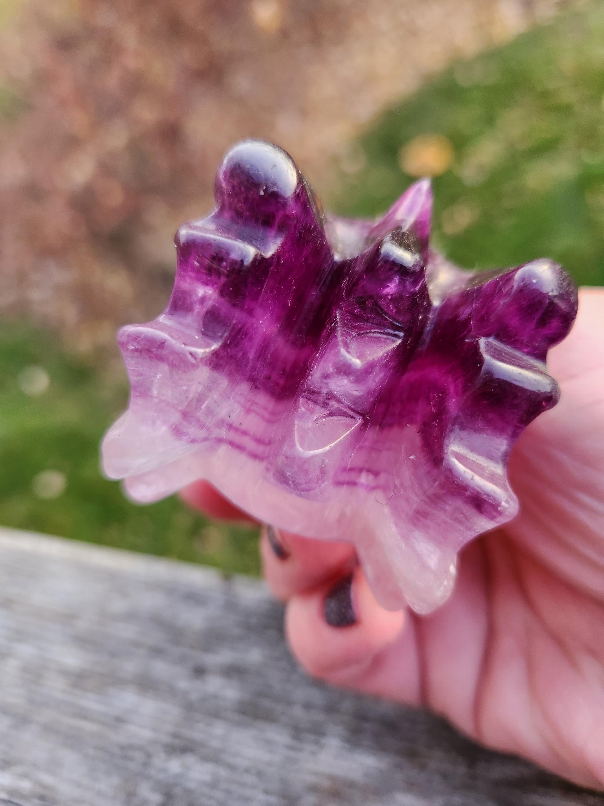 Natural Purple and White Fluorite Crystal Carved Dragon Head, DnD