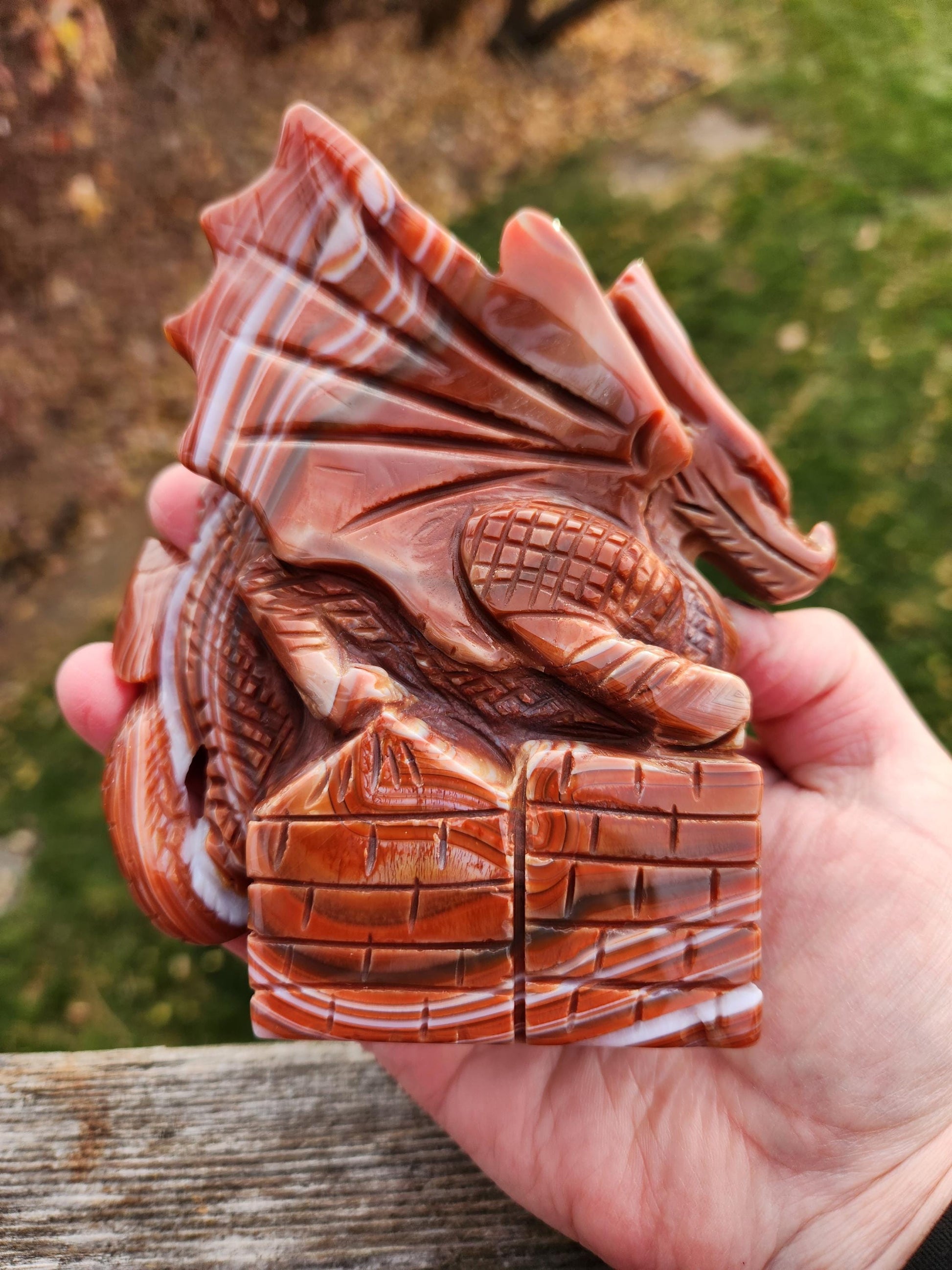 Banded Carnelian Agate Crystal Dragon: DnD, Fire Dragon