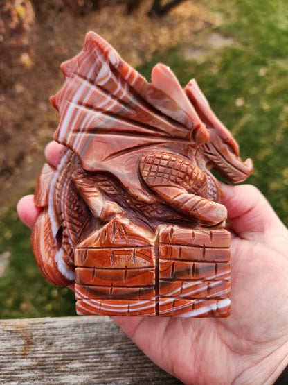 Banded Carnelian Agate Crystal Dragon: DnD, Fire Dragon