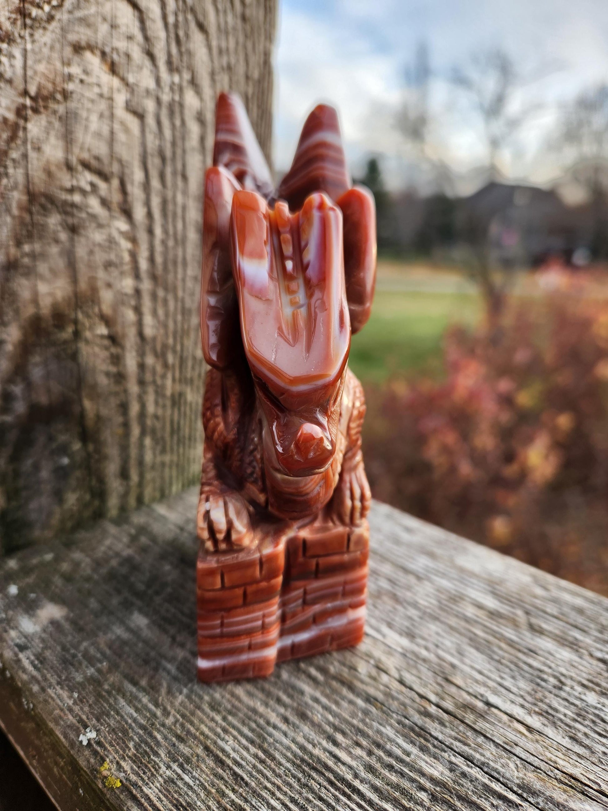 Banded Carnelian Agate Crystal Dragon: DnD, Fire Dragon