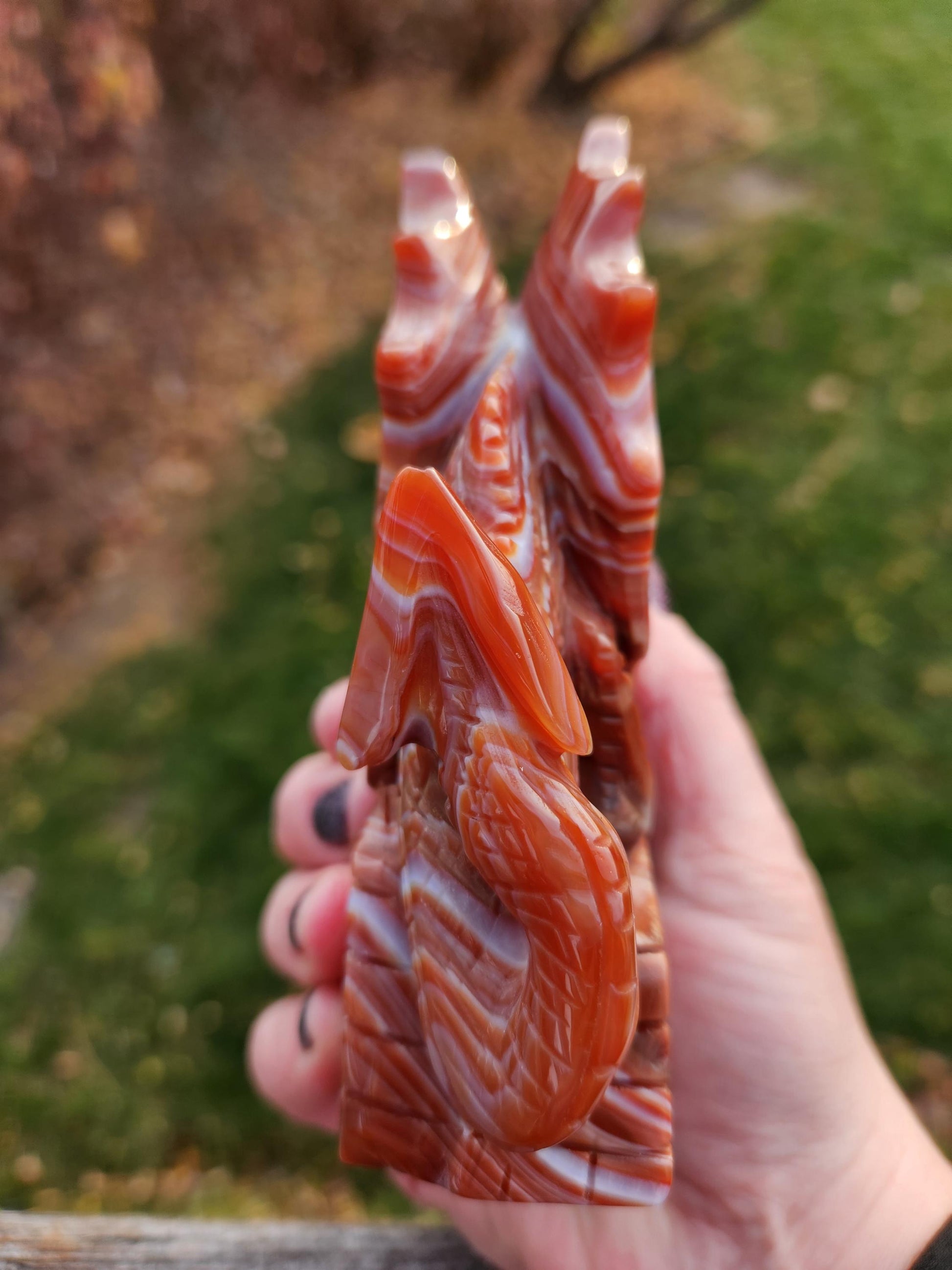Banded Carnelian Agate Crystal Dragon: DnD, Fire Dragon