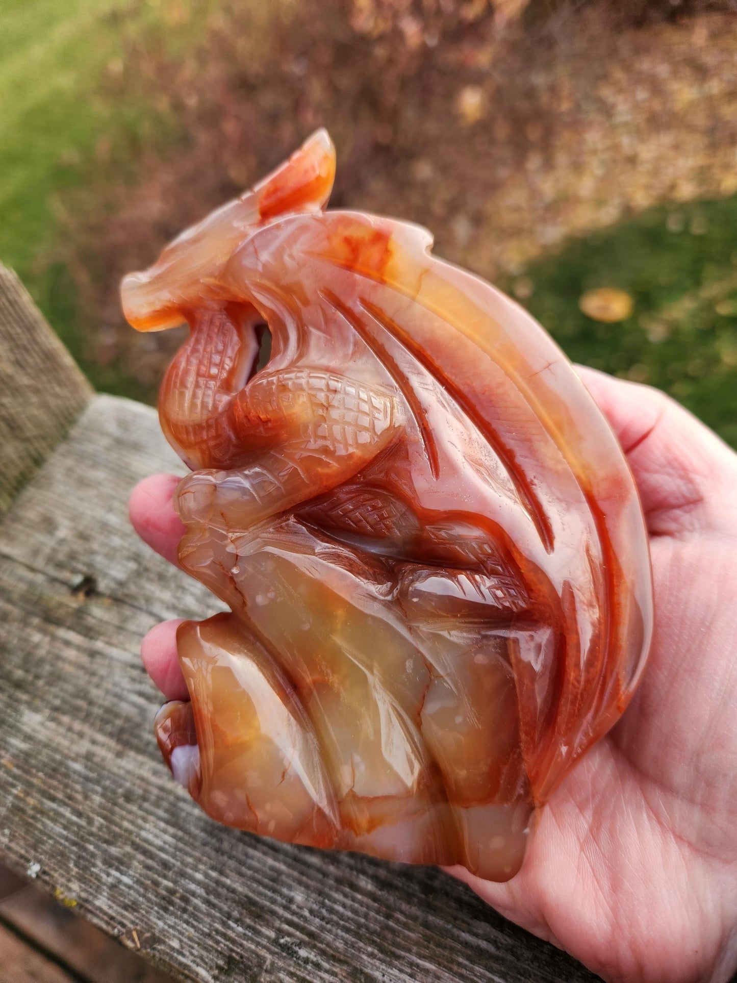 Banded Carnelian Agate Crystal Dragon: DnD, Fire Dragon