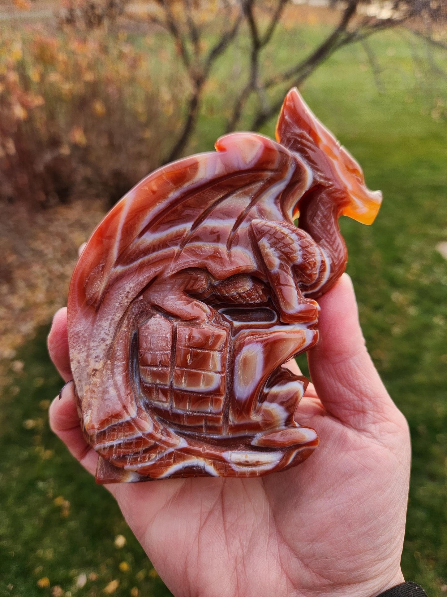 Banded Carnelian Agate Crystal Dragon: DnD, Fire Dragon