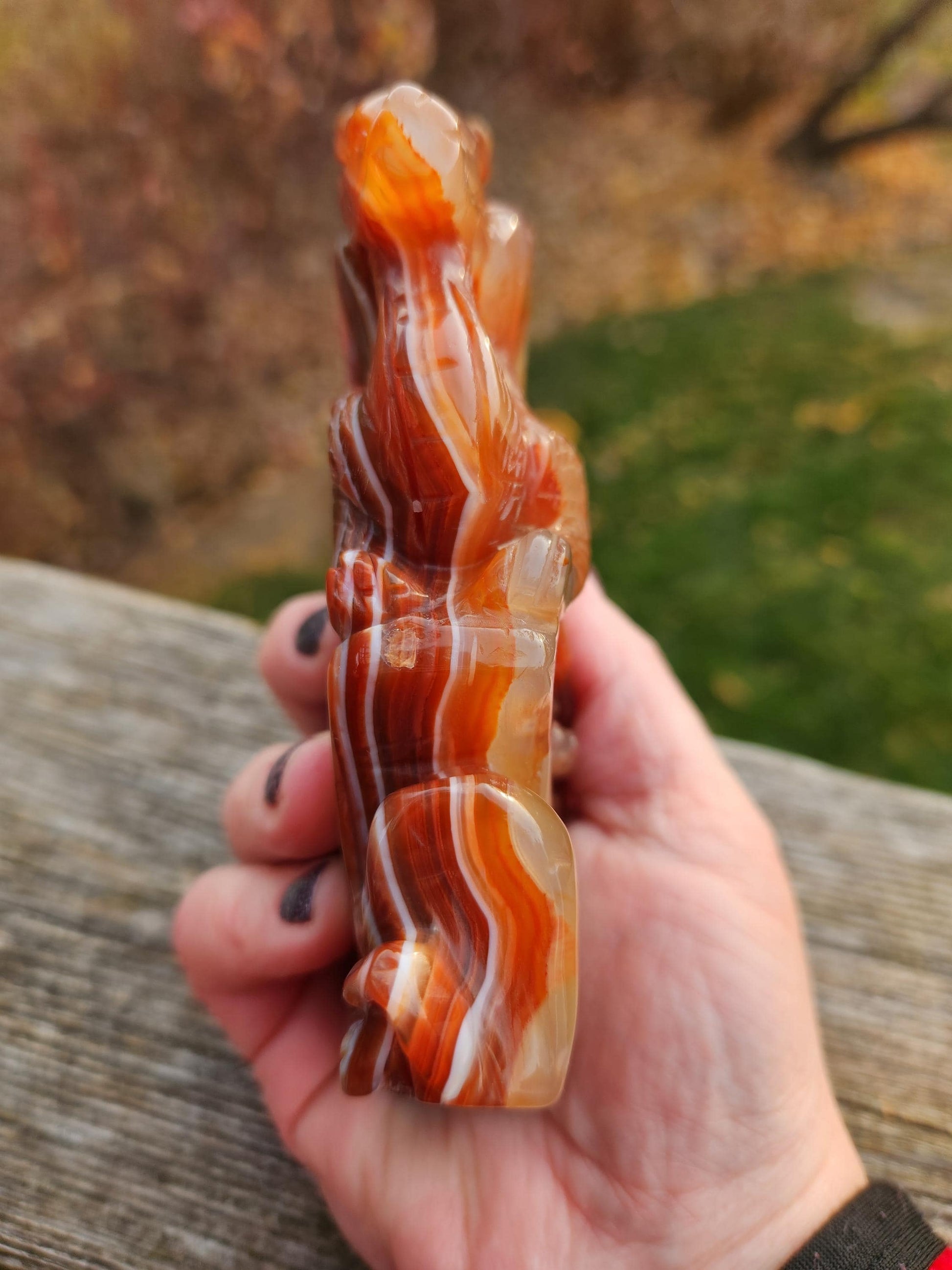 Banded Carnelian Agate Crystal Dragon: DnD, Fire Dragon