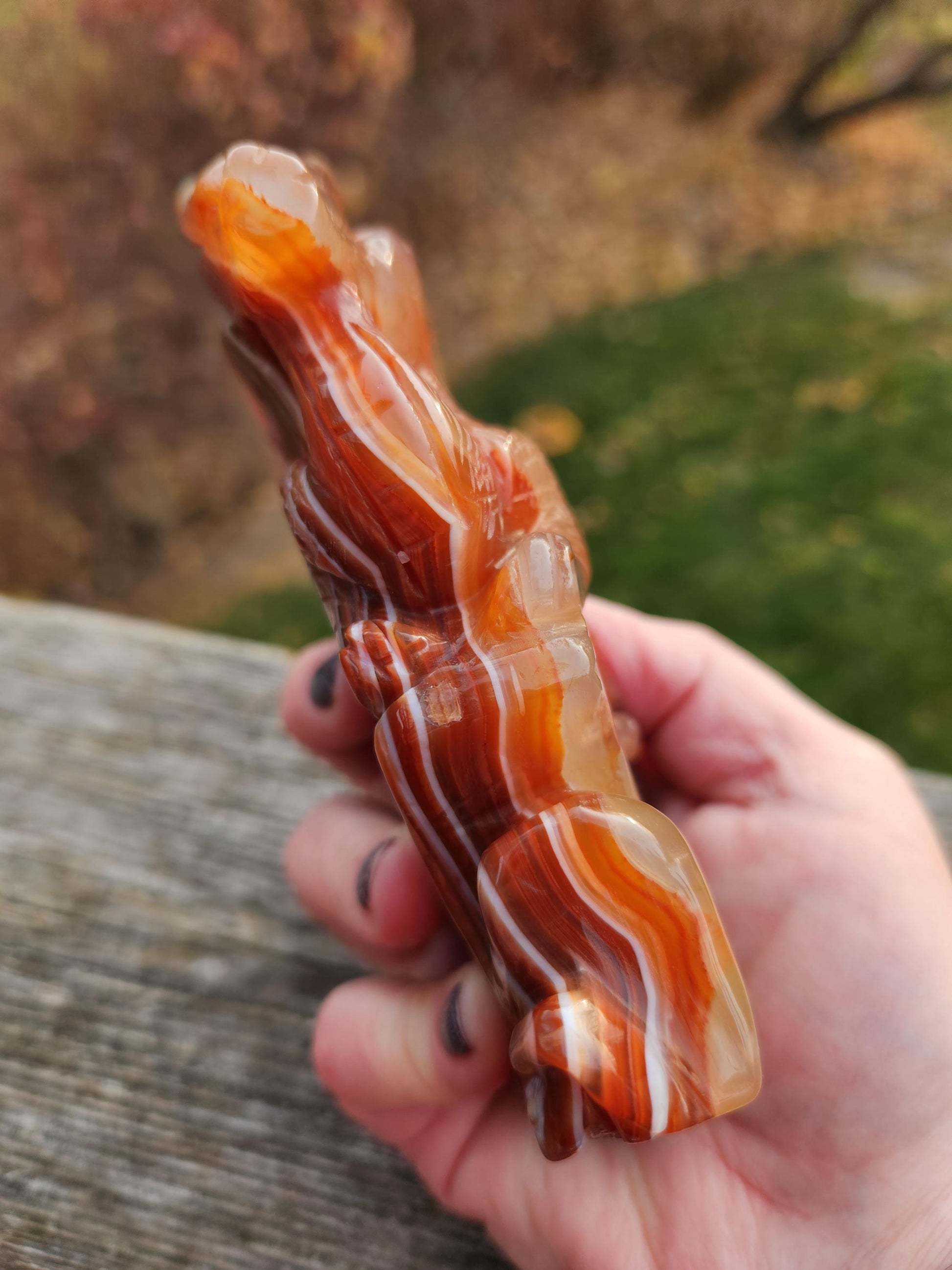 Banded Carnelian Agate Crystal Dragon: DnD, Fire Dragon