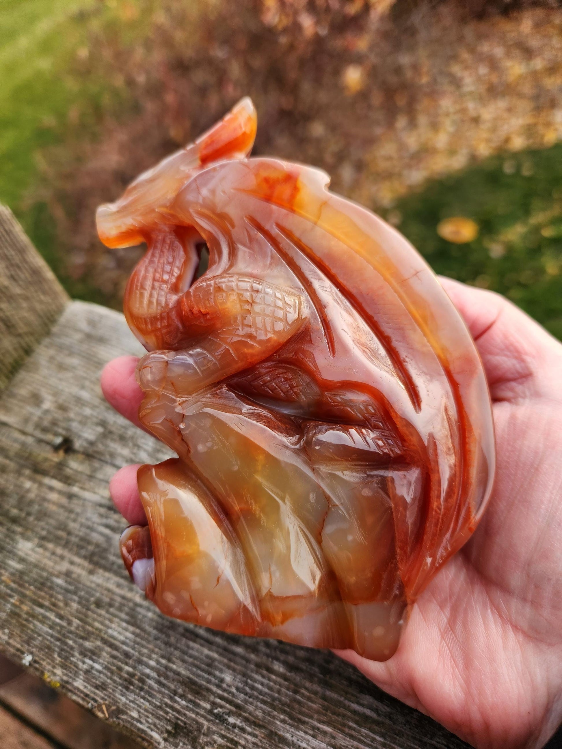 Banded Carnelian Agate Crystal Dragon: DnD, Fire Dragon