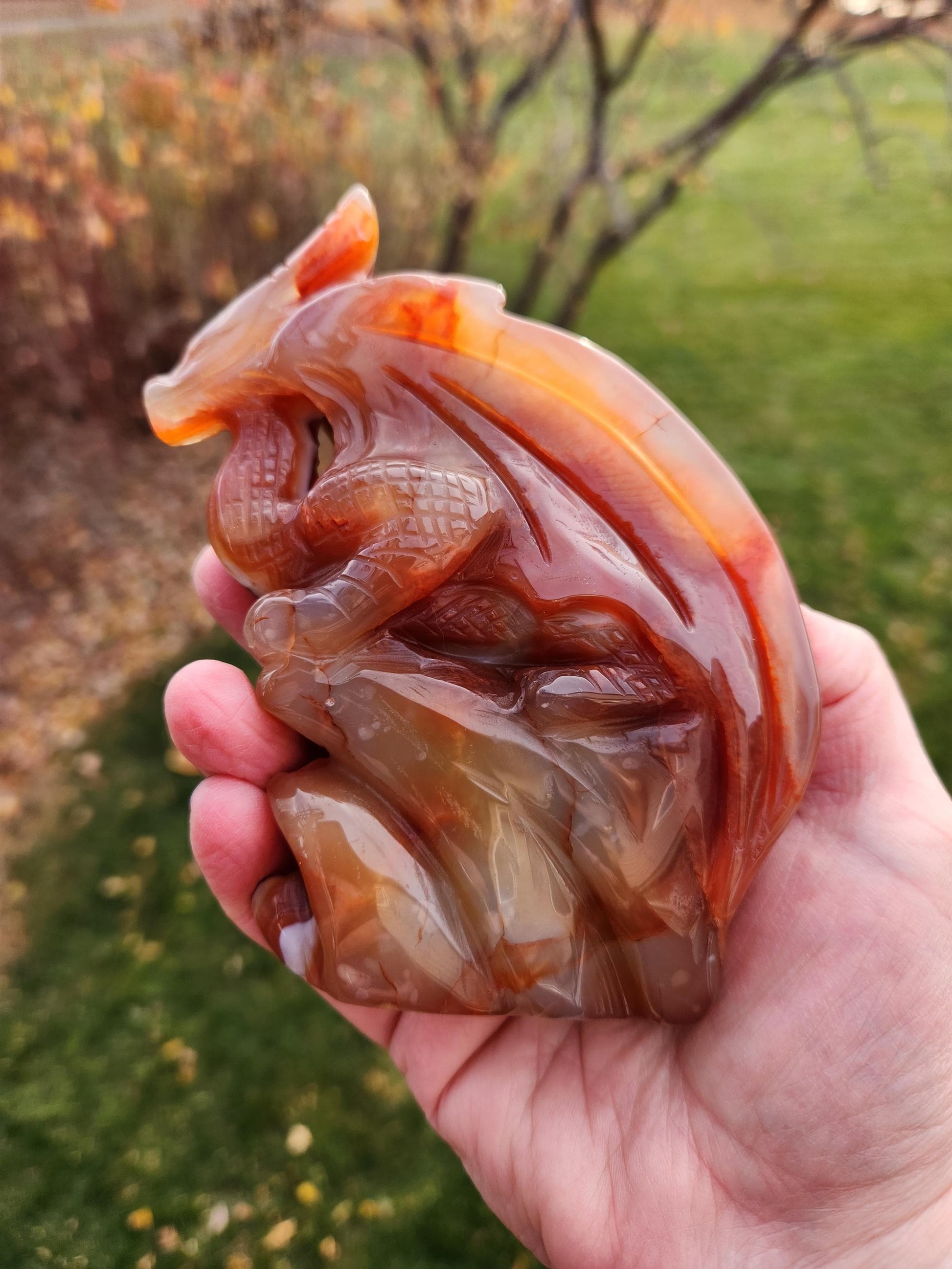 Banded Carnelian Agate Crystal Dragon: DnD, Fire Dragon