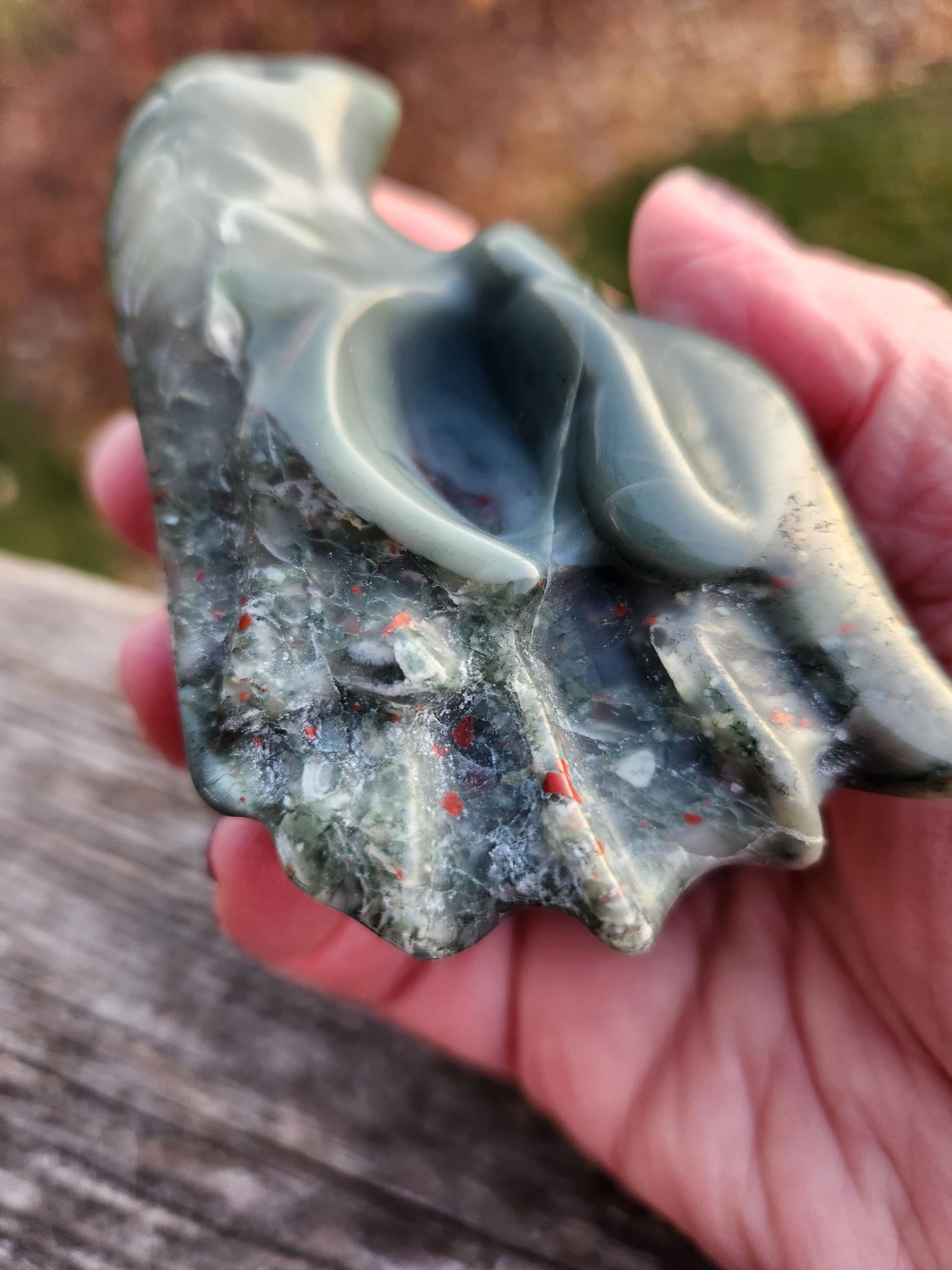 High Polished African Bloodstone Jasper Carved Dragon Head Crystal Stone, DnD