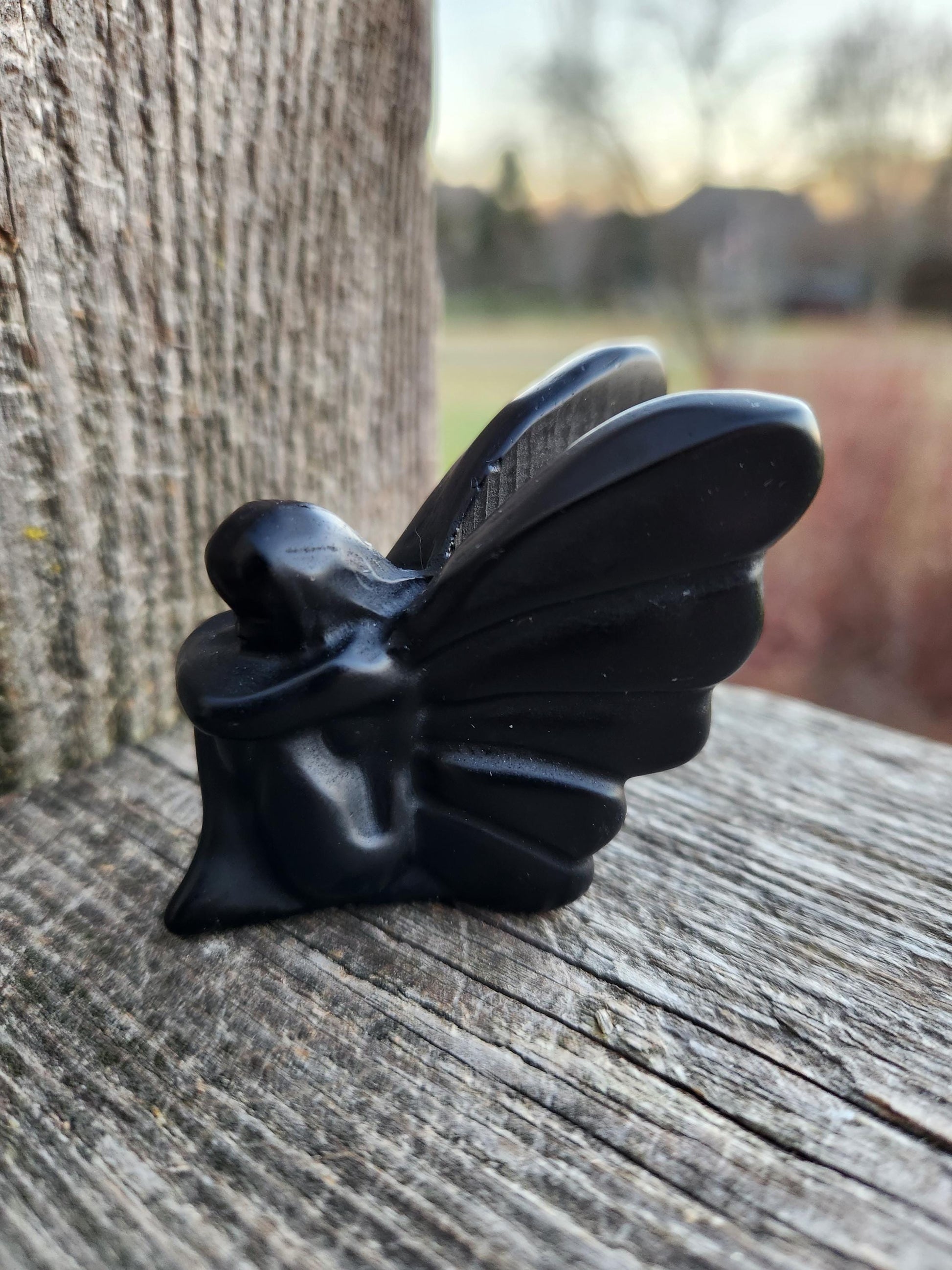 Black Obsidian Angel: Natural Stone Fairy Crystal