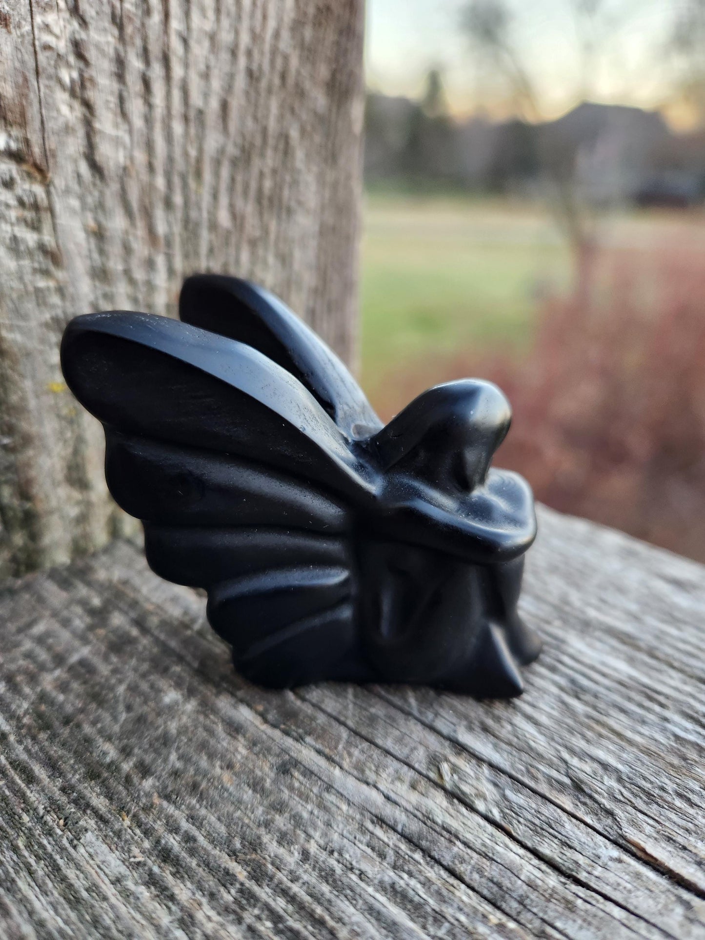 Black Obsidian Angel: Natural Stone Fairy Crystal