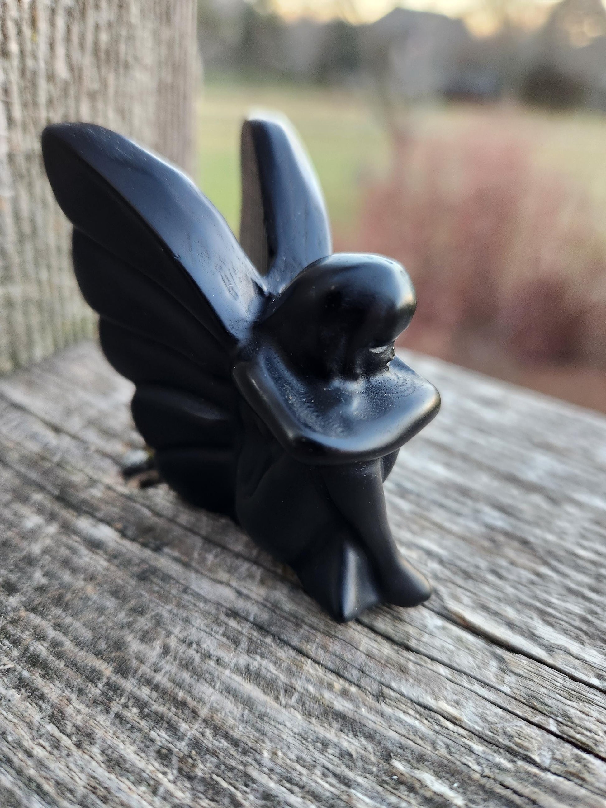 Black Obsidian Angel: Natural Stone Fairy Crystal