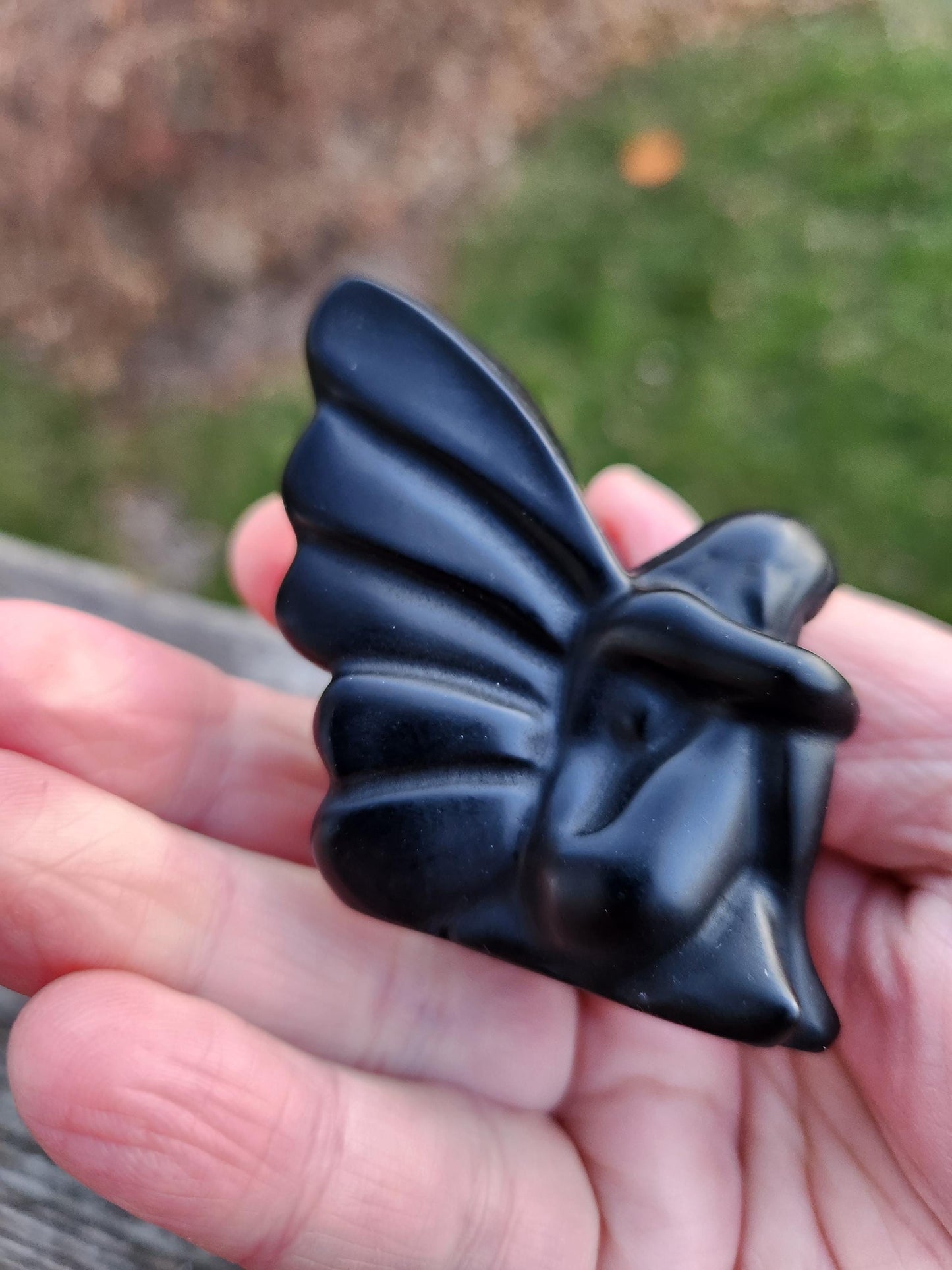 Black Obsidian Angel: Natural Stone Fairy Crystal