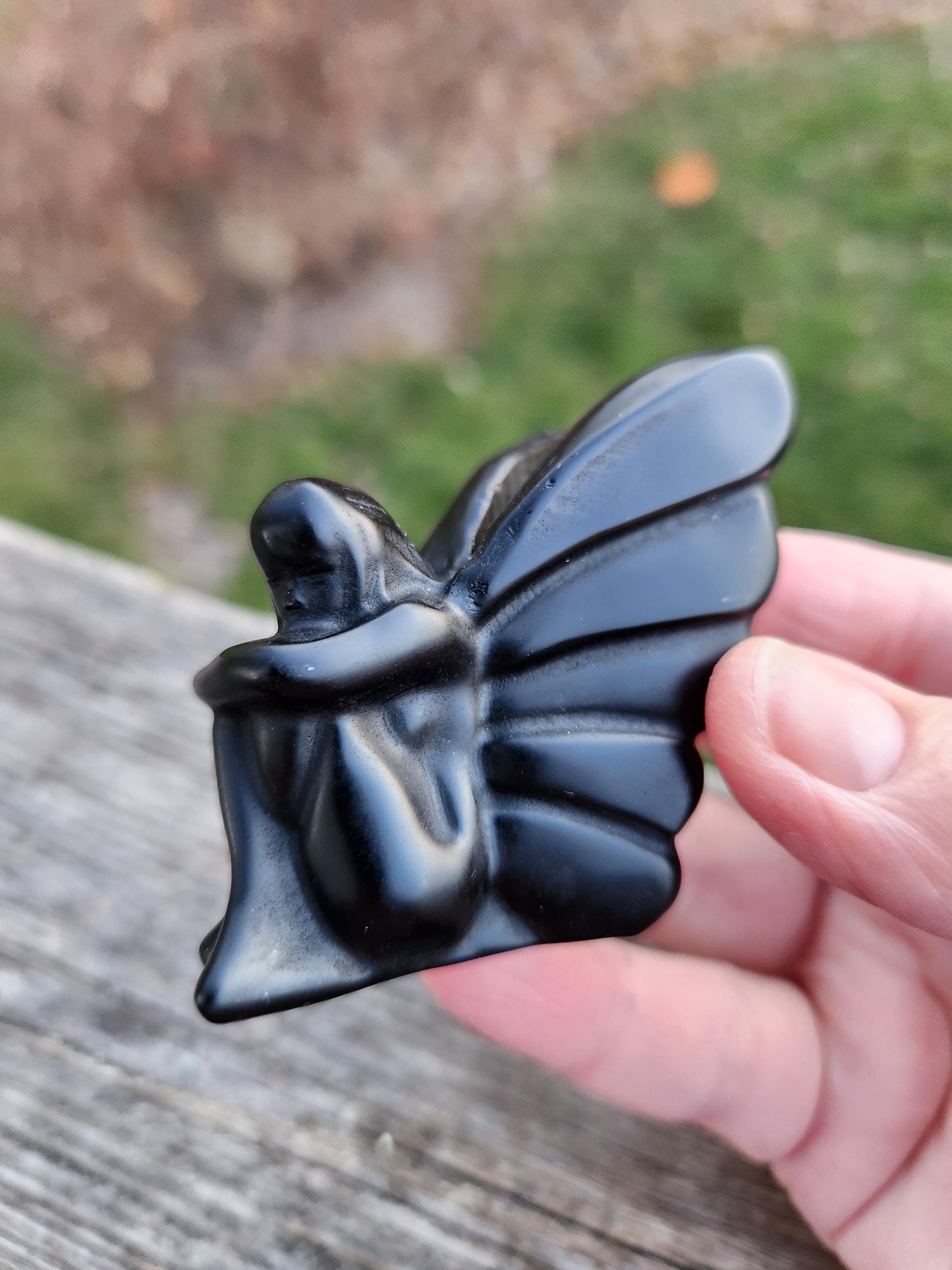 Black Obsidian Angel: Natural Stone Fairy Crystal