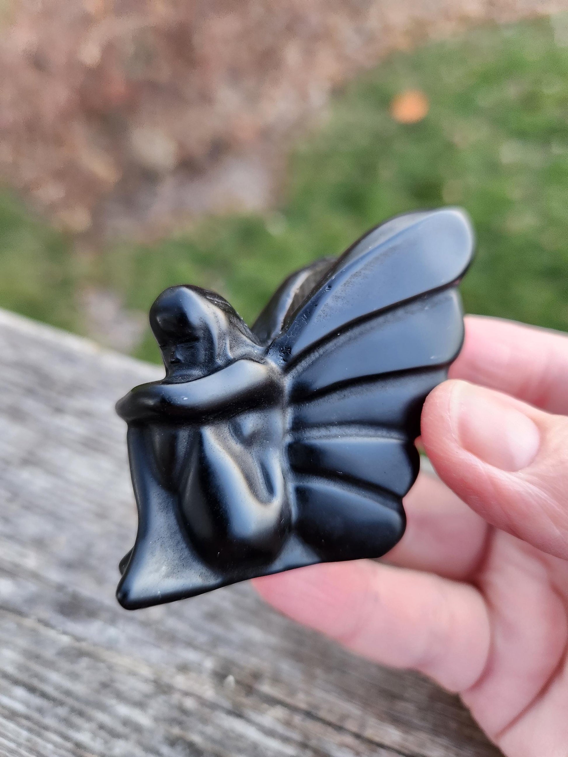 Black Obsidian Angel: Natural Stone Fairy Crystal