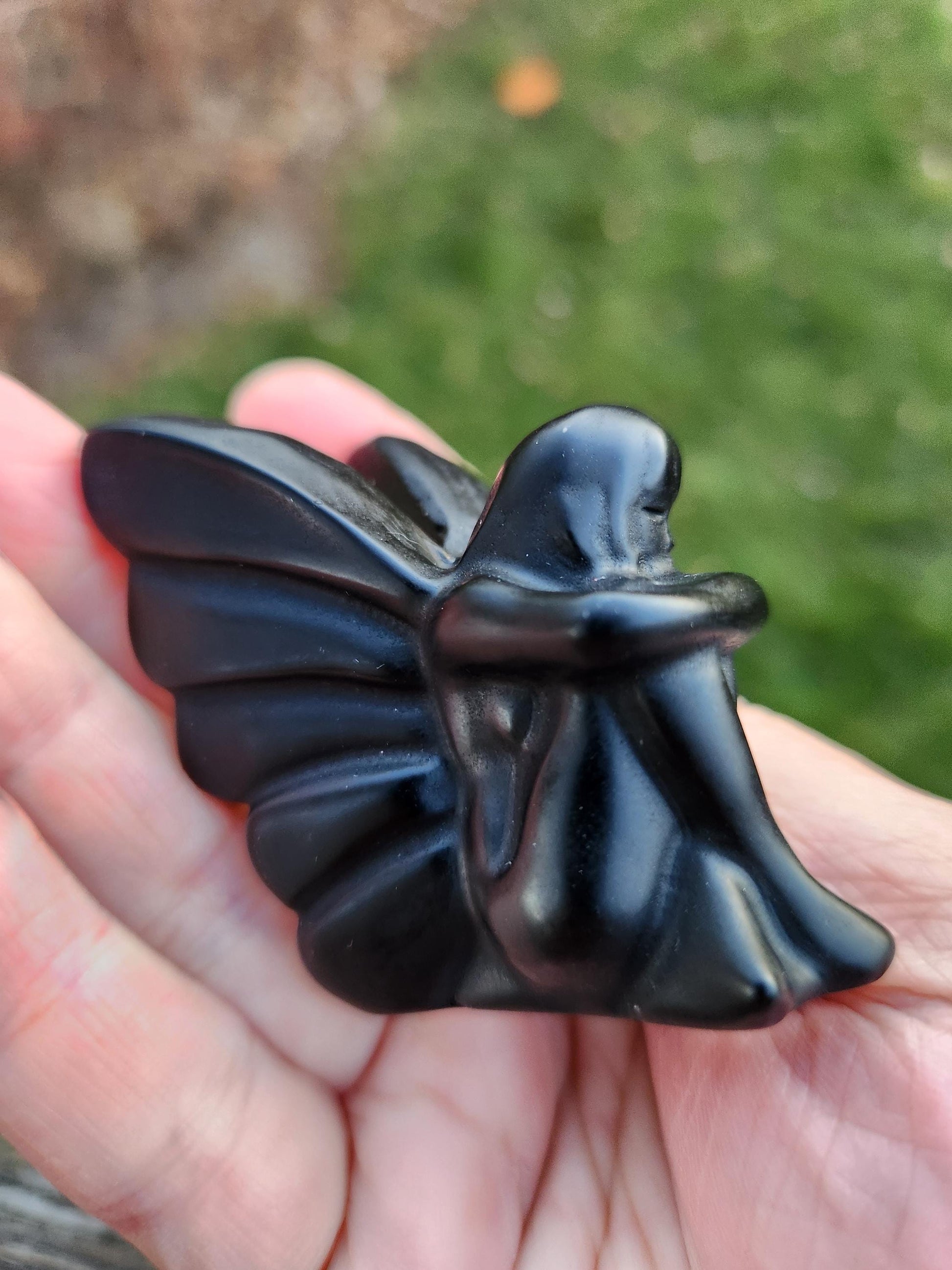 Black Obsidian Angel: Natural Stone Fairy Crystal